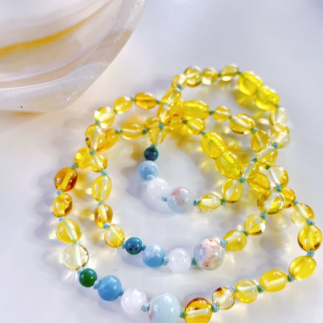 Moon Dust Baltic Amber Bracelet - Blue - Baltic Mermaid