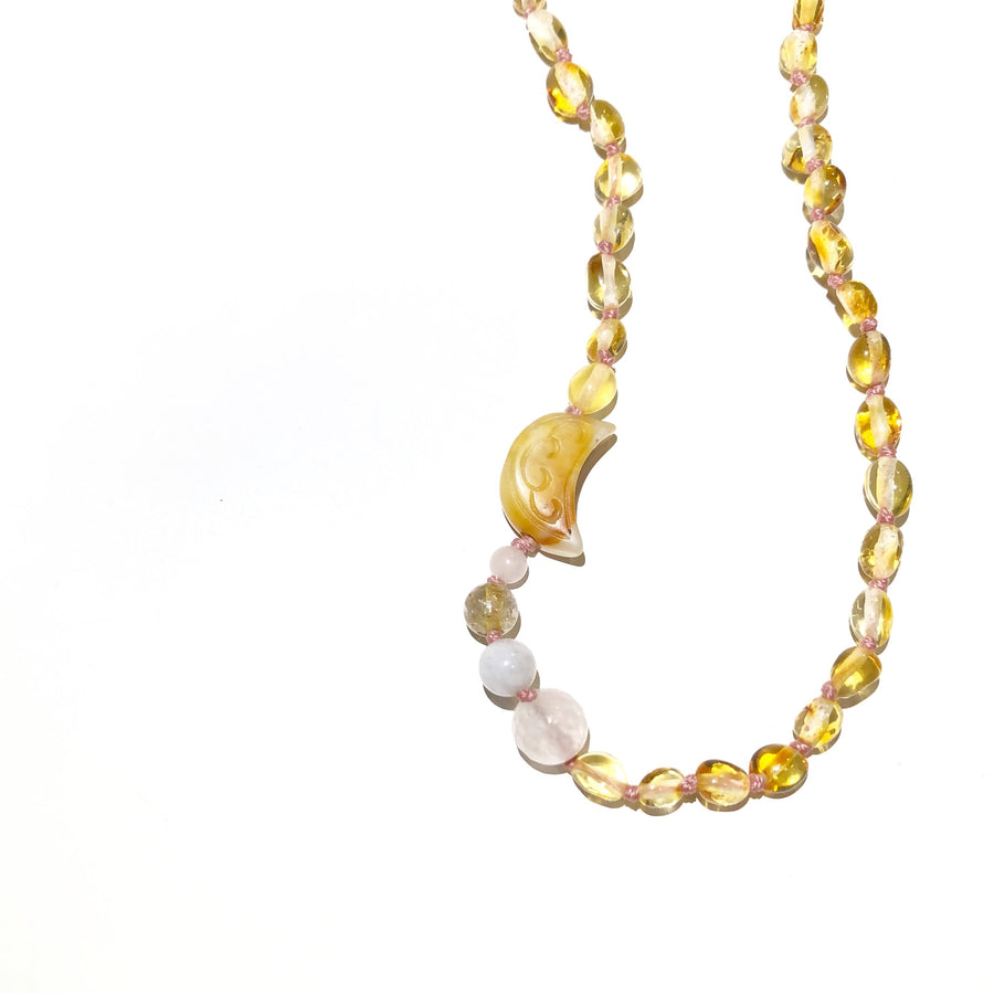“MoonBeam” Baltic Amber & Gemstone Necklace