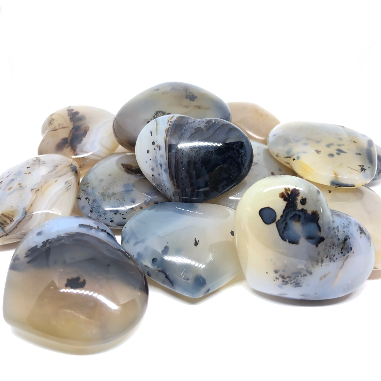 Dendritic Agate Puffed Heart - Baltic Mermaid
