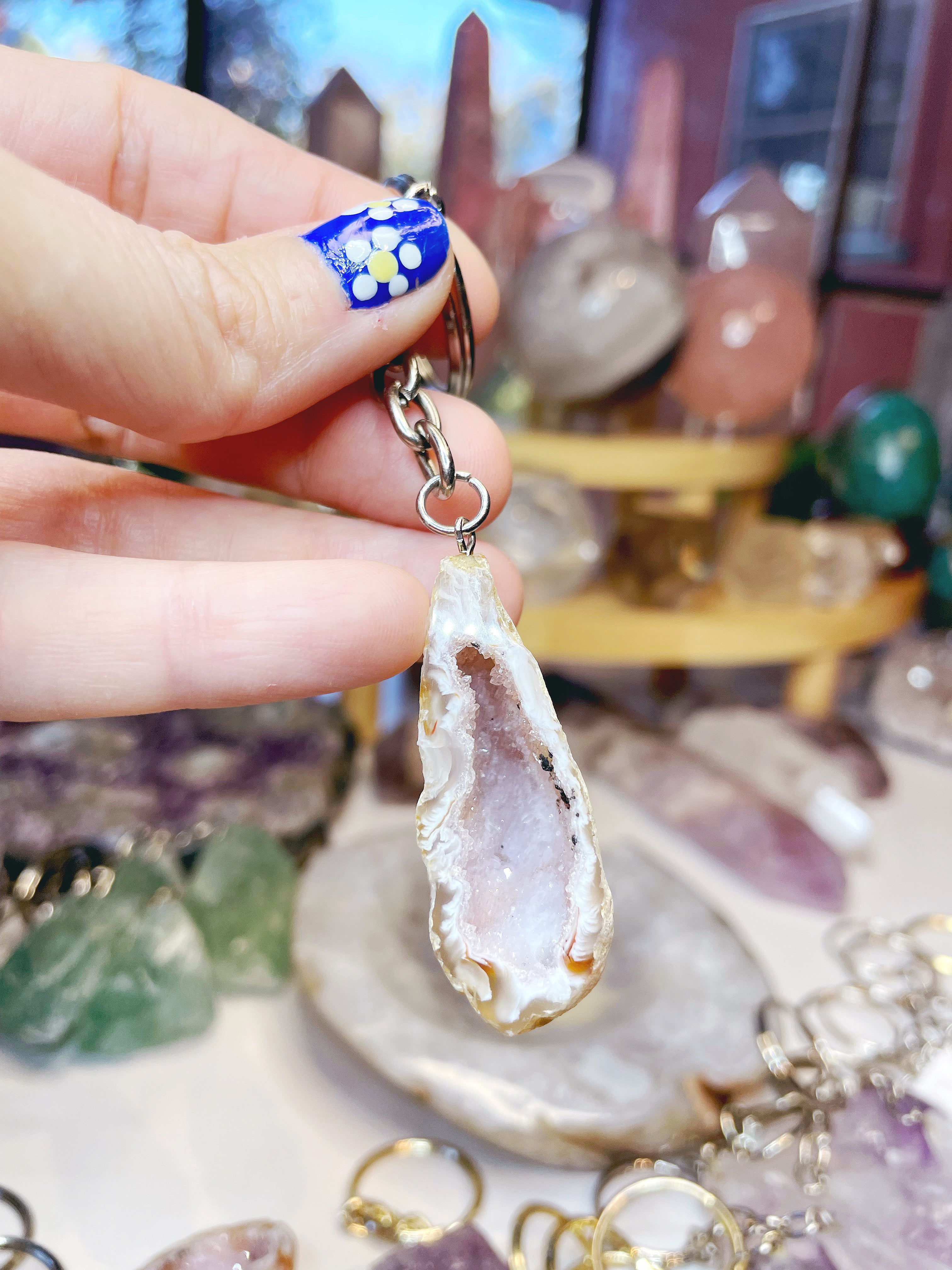 Druzy Geode Keychain - Baltic Mermaid