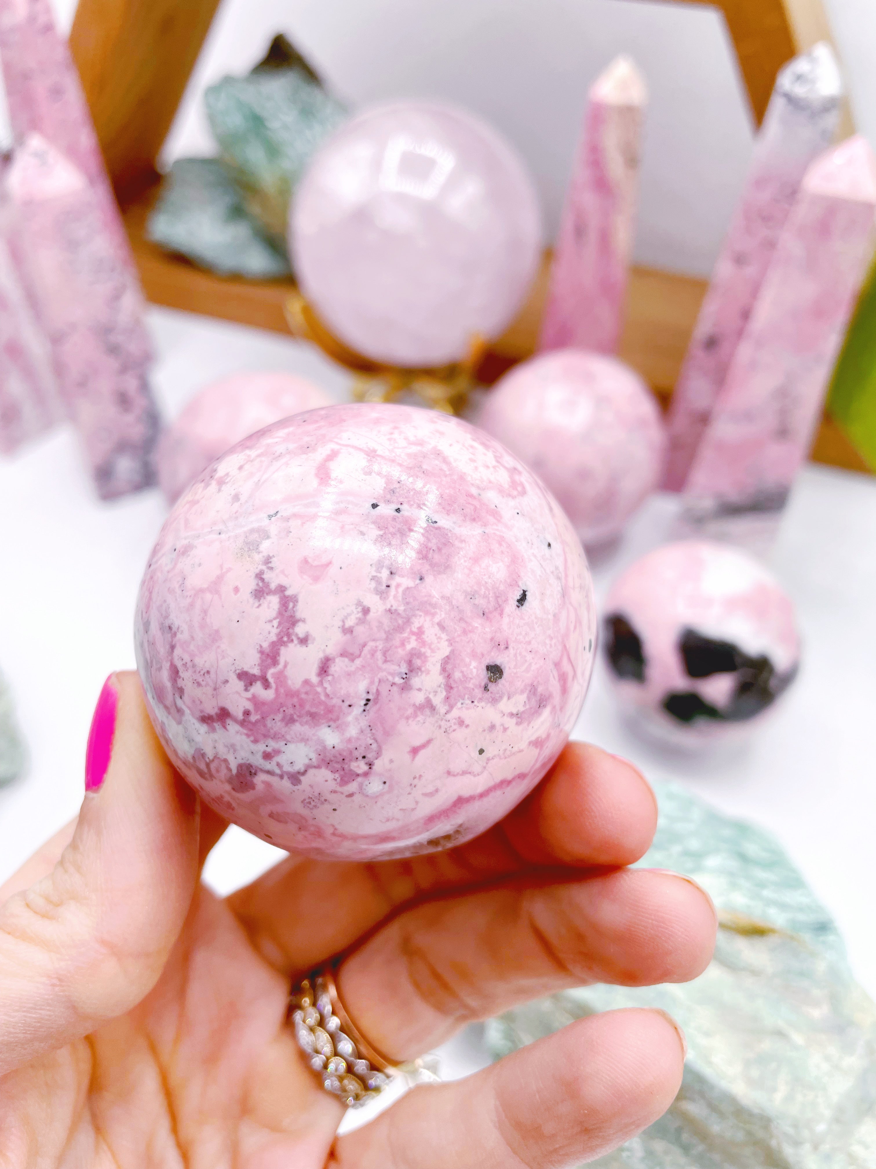 Druzy Rhodonite Sphere - Baltic Mermaid