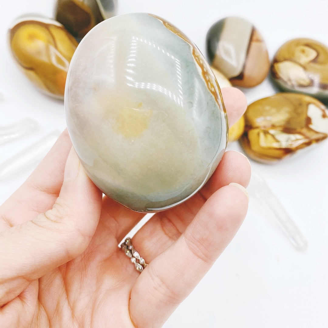 Polychrome Jasper Palm Stones - Baltic Mermaid