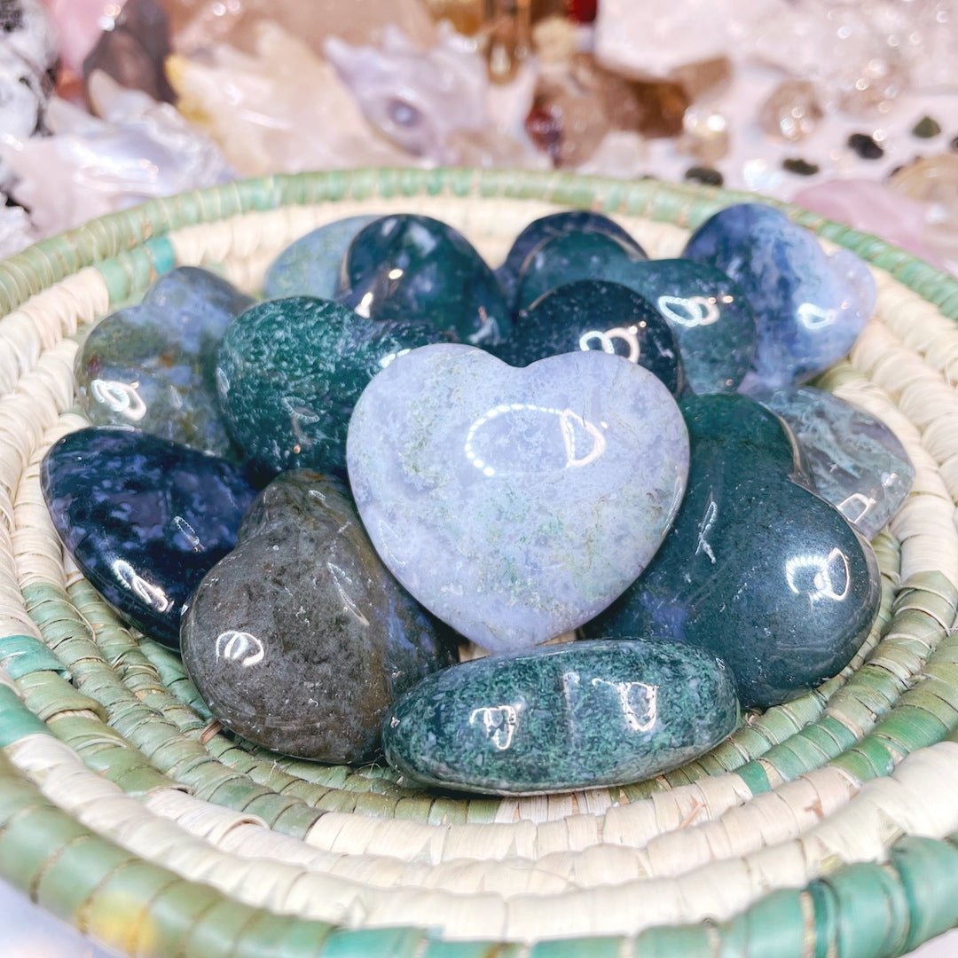 Moss Agate Hearts - Baltic Mermaid