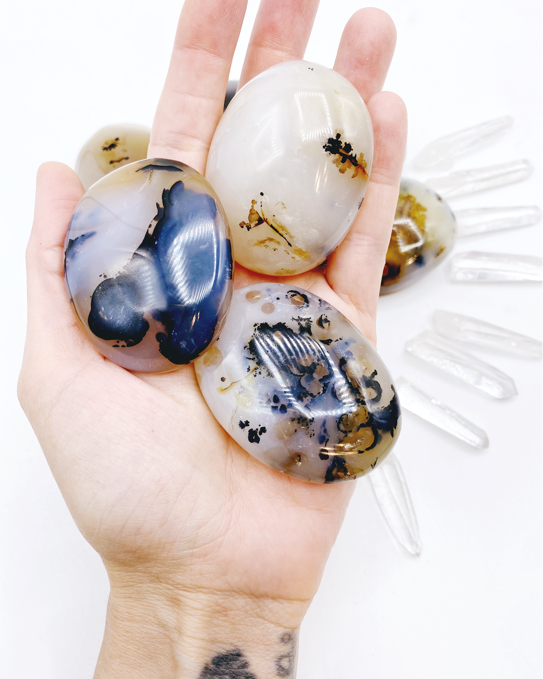 Dendritic Agate Palm Stones - Baltic Mermaid