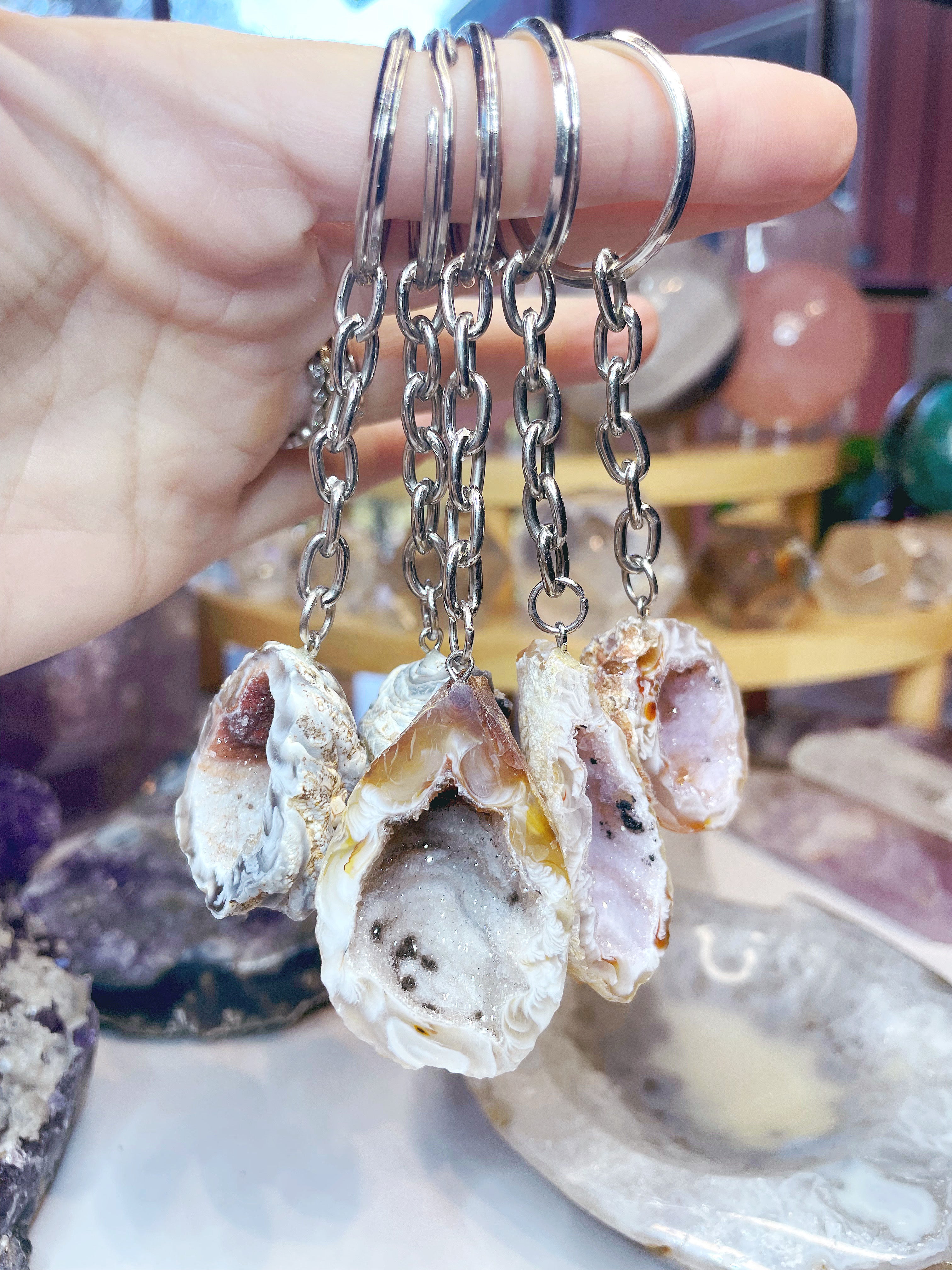 Druzy Geode Keychain - Baltic Mermaid