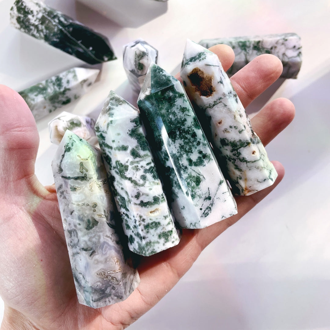 Moss Agate Lil Tower - Baltic Mermaid