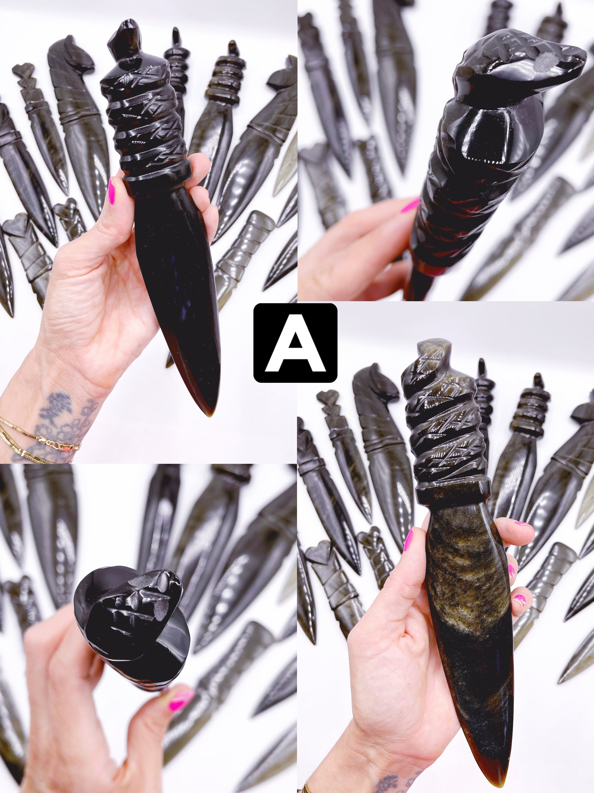 Gold Sheen Obsidian Serpent Dagger - Baltic Mermaid