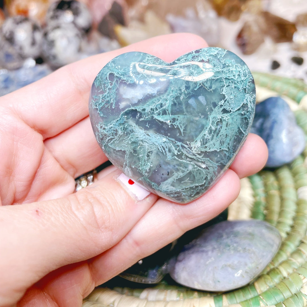 Moss Agate Hearts - Baltic Mermaid