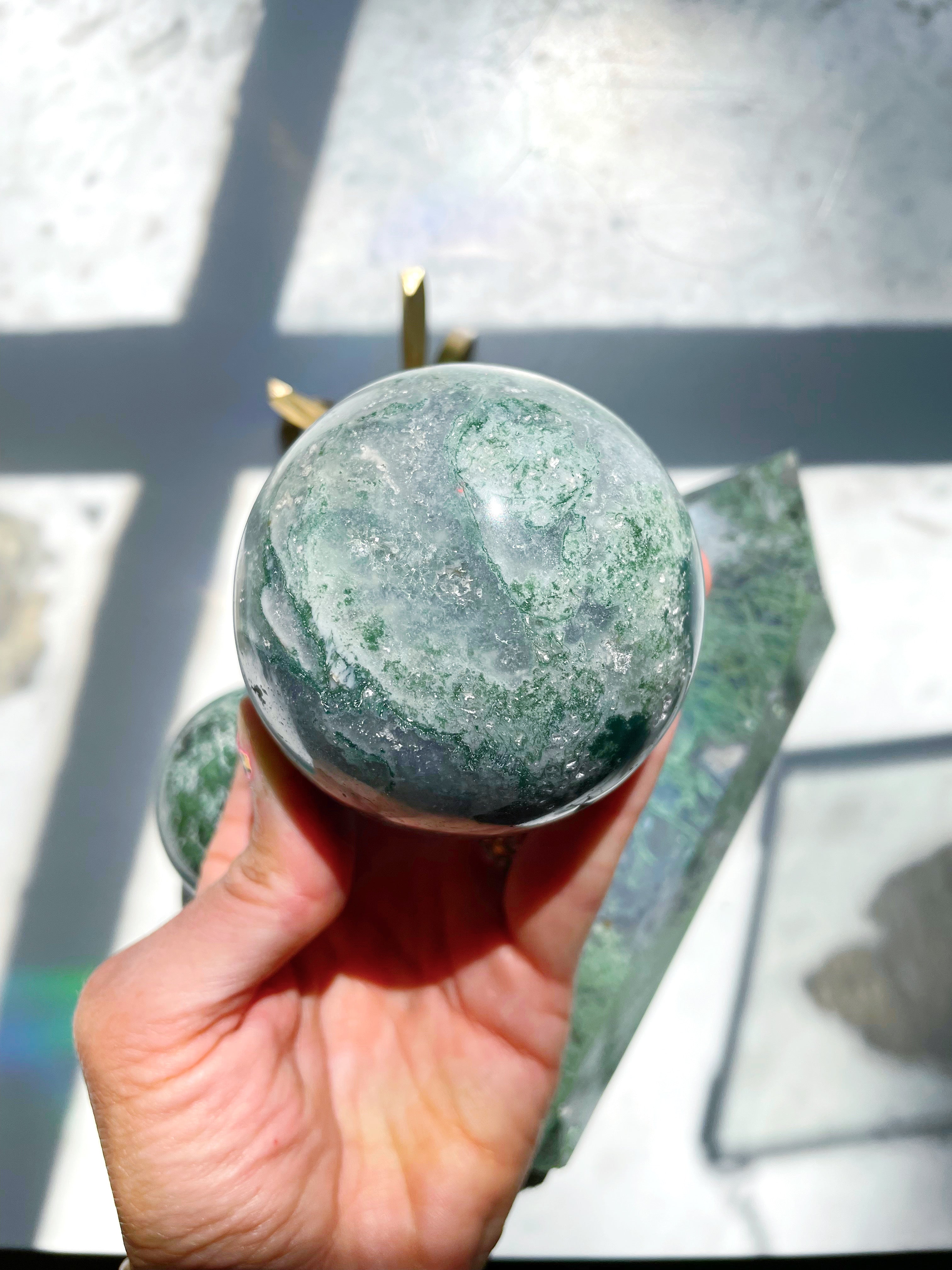 Moss Agate Sphere - Baltic Mermaid