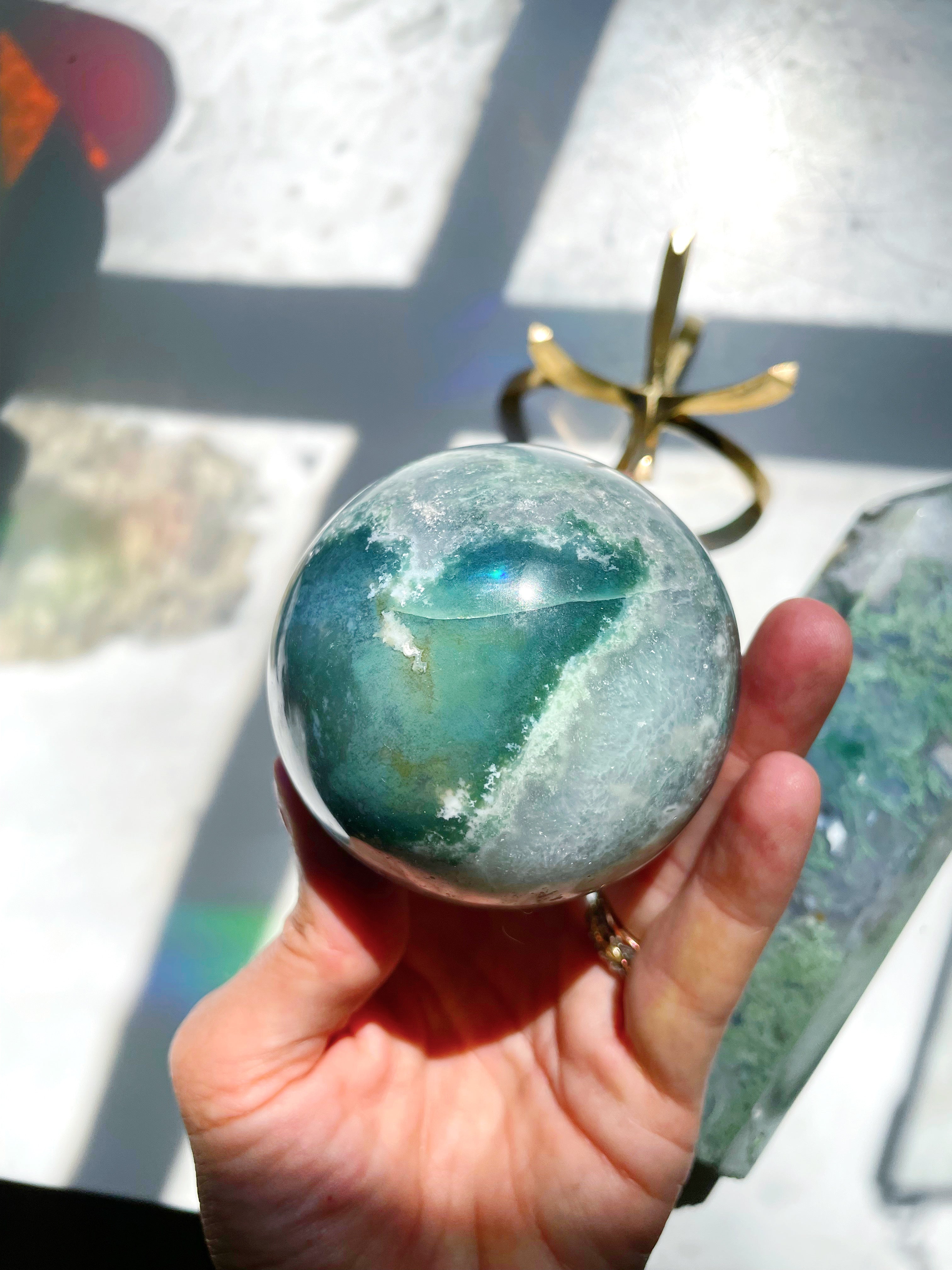 Moss Agate Sphere - Baltic Mermaid