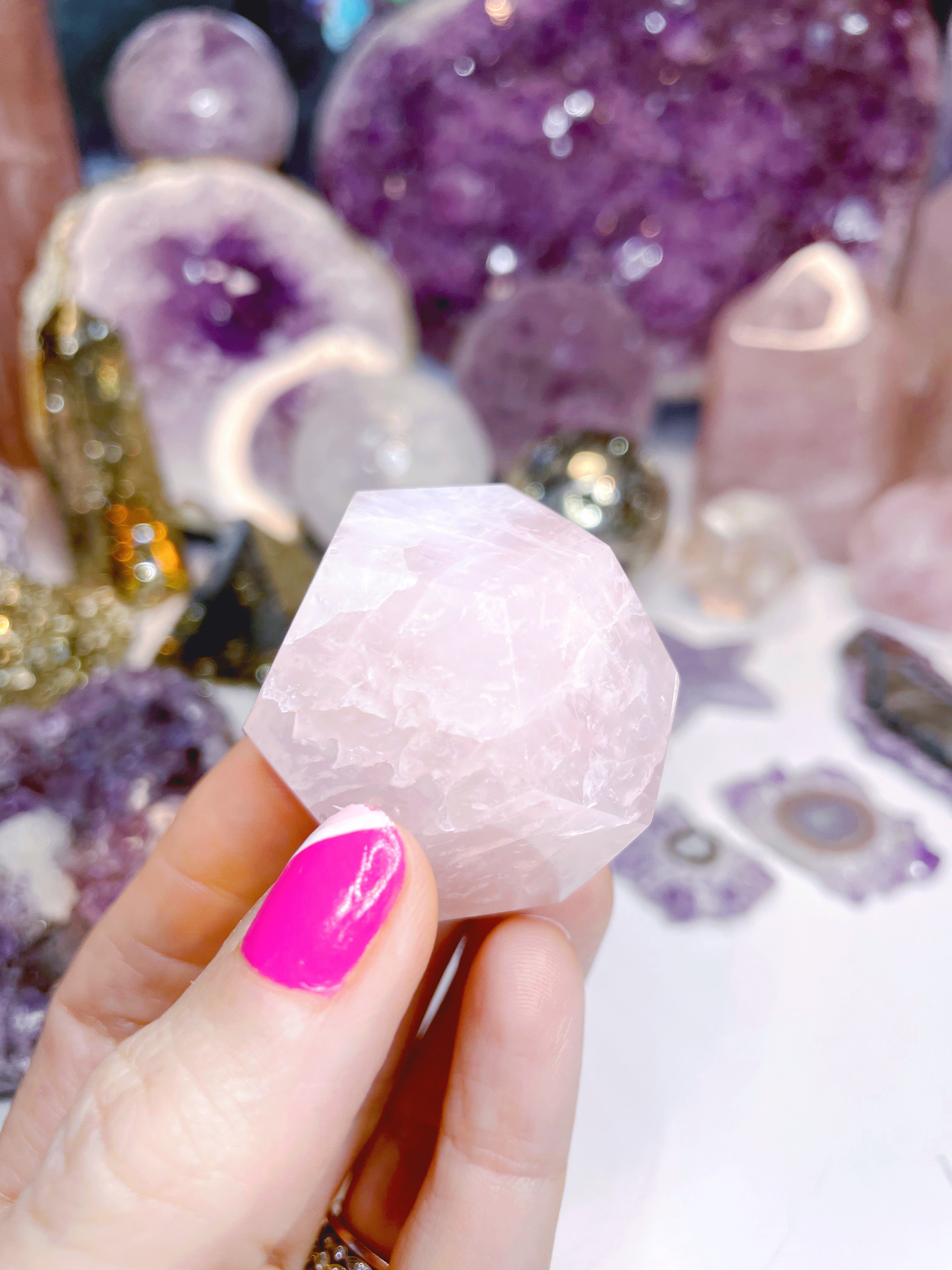 Rose Quartz Dodecahedron w/ iron inclusion - Baltic Mermaid