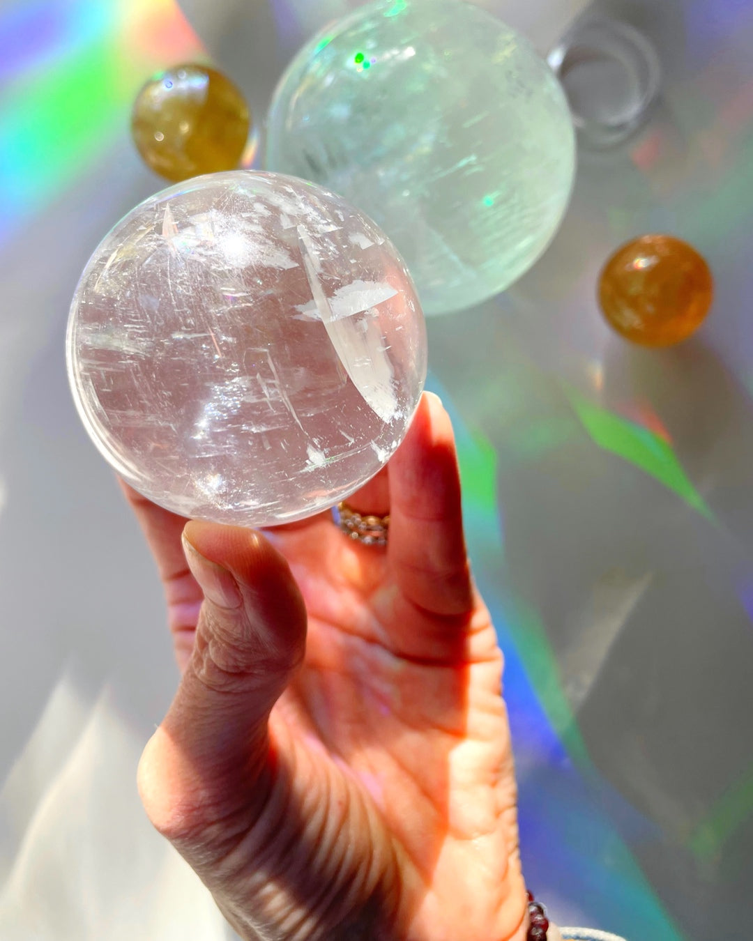 Optic Calcite Sphere AA - Baltic Mermaid