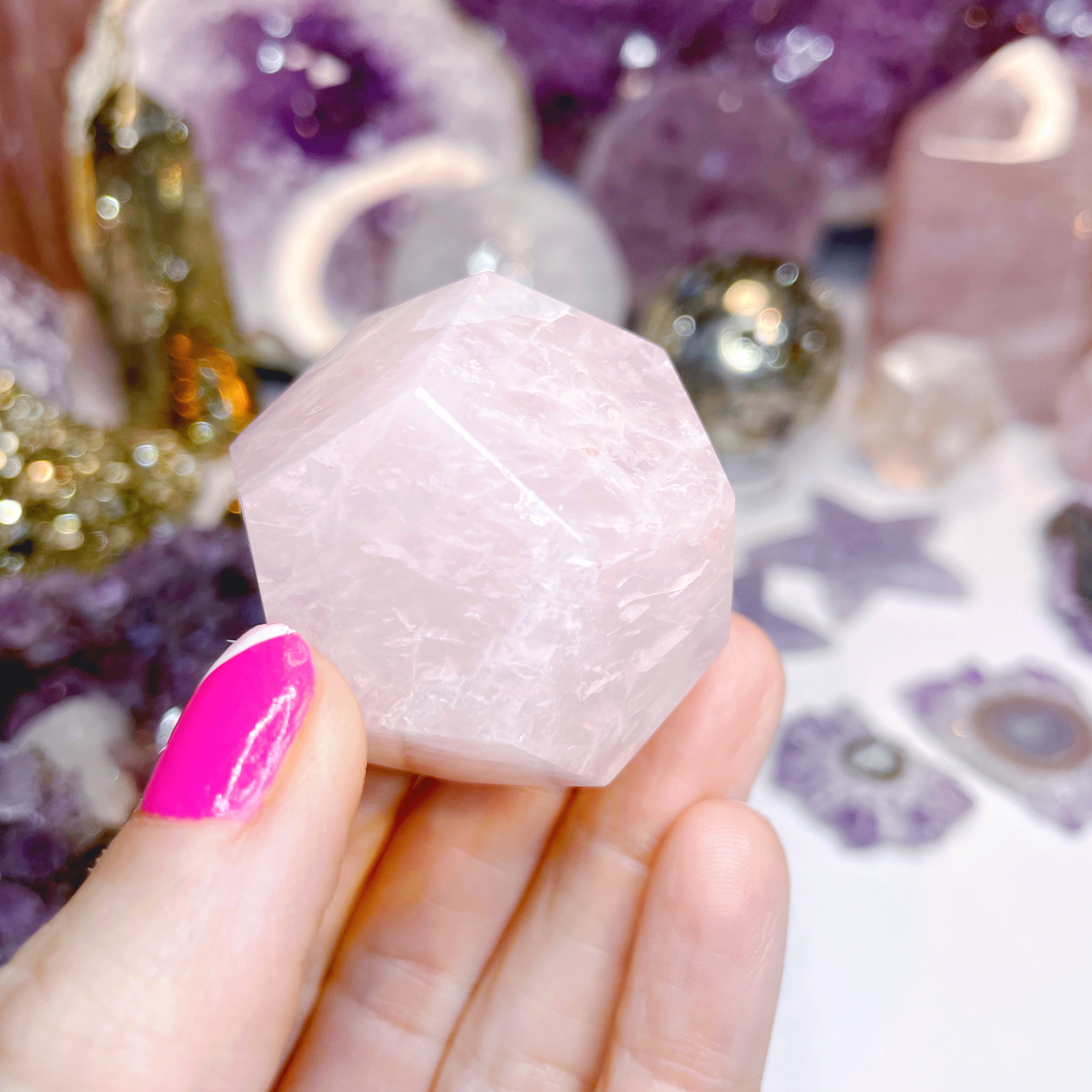 Rose Quartz Dodecahedron w/ iron inclusion - Baltic Mermaid