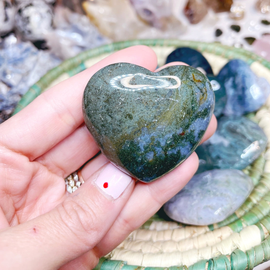 Moss Agate Hearts - Baltic Mermaid