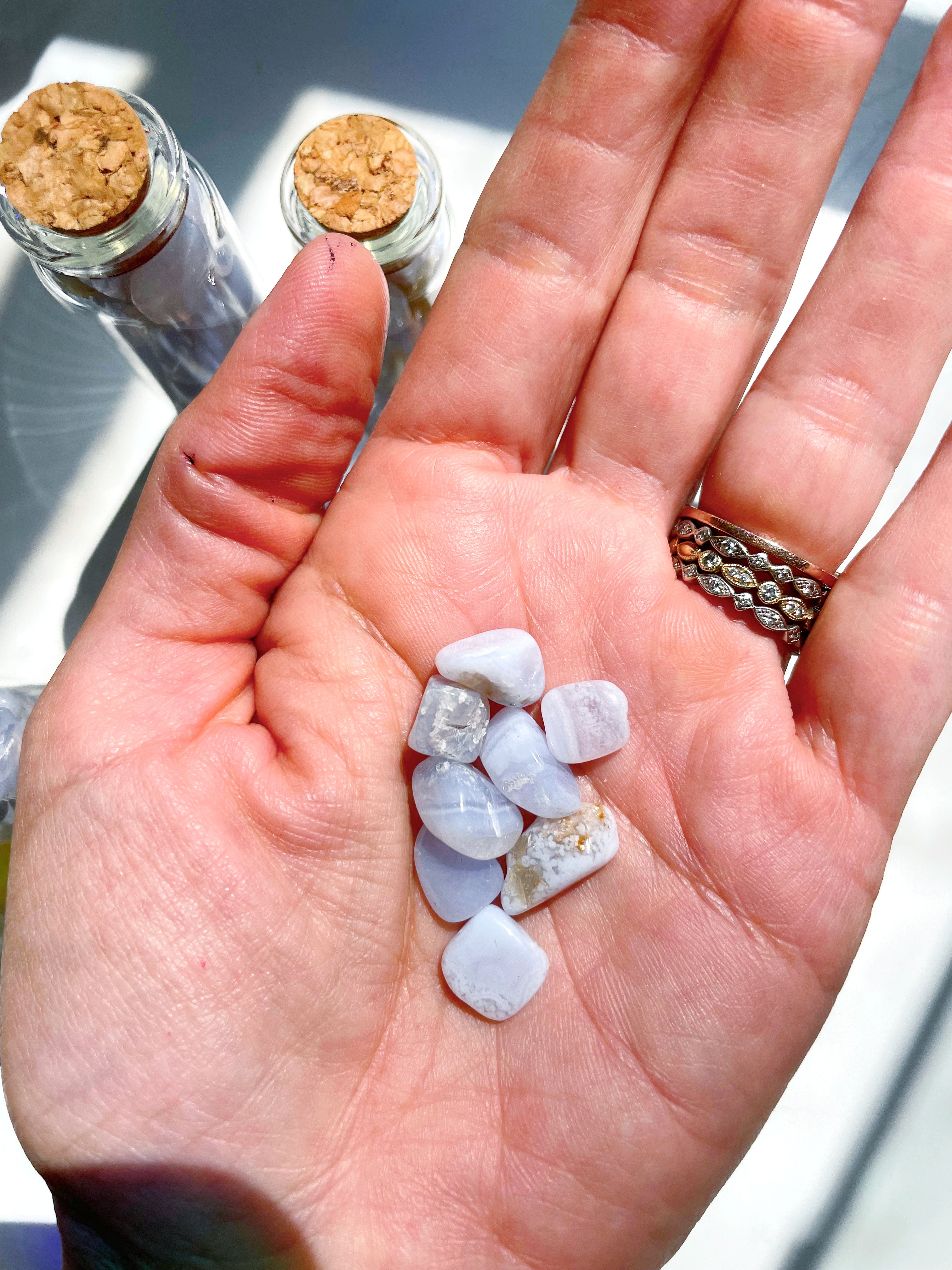 Blue Lace Agate Chip Bottles - Baltic Mermaid