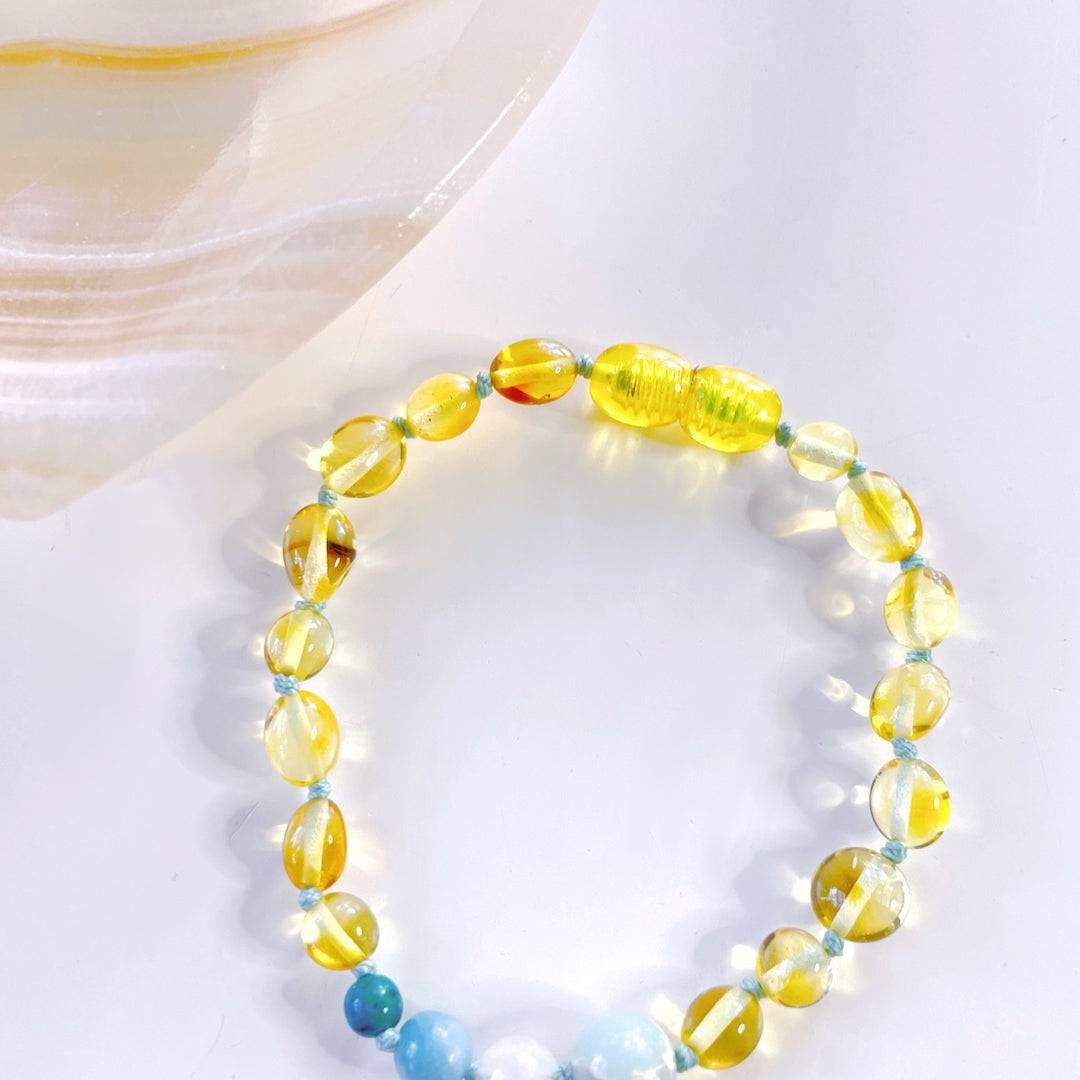 Moon Dust Baltic Amber Bracelet - Blue - Baltic Mermaid