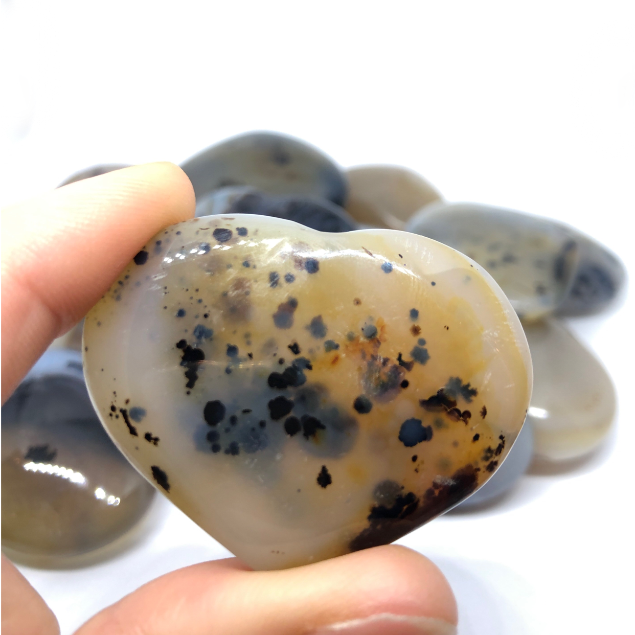 Dendritic Agate Puffed Heart - Baltic Mermaid