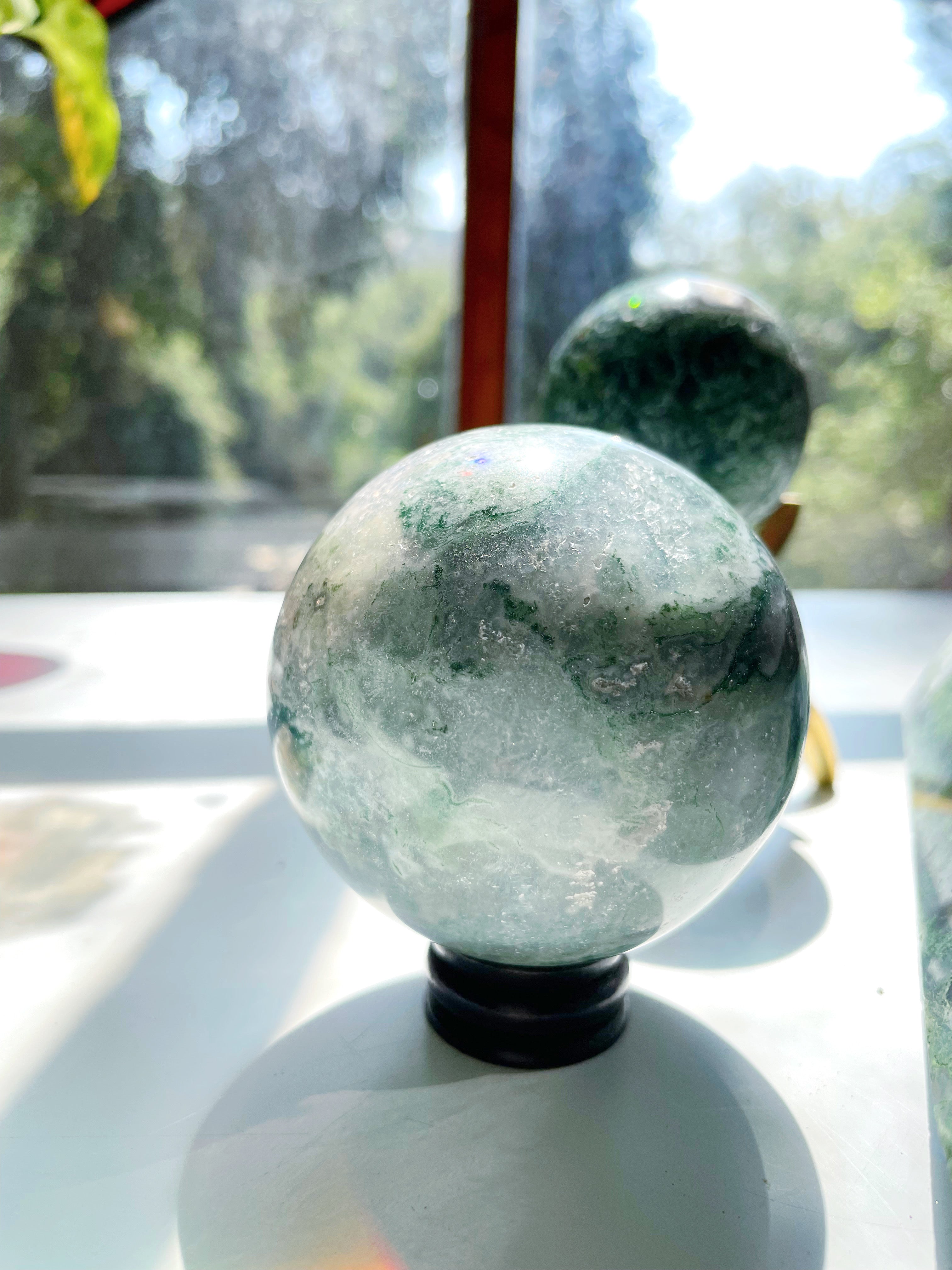 Moss Agate Sphere - Baltic Mermaid