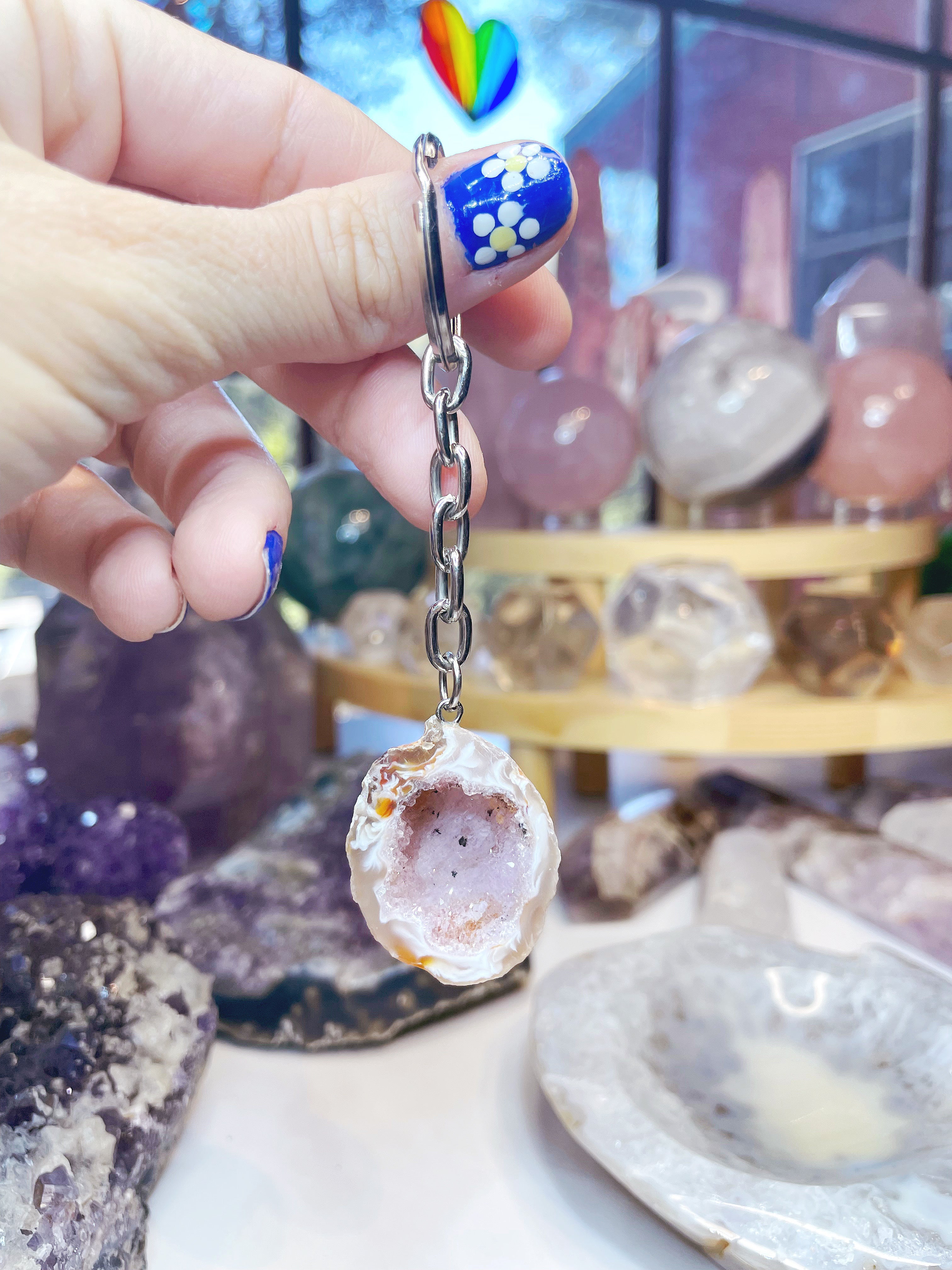 Druzy Geode Keychain - Baltic Mermaid
