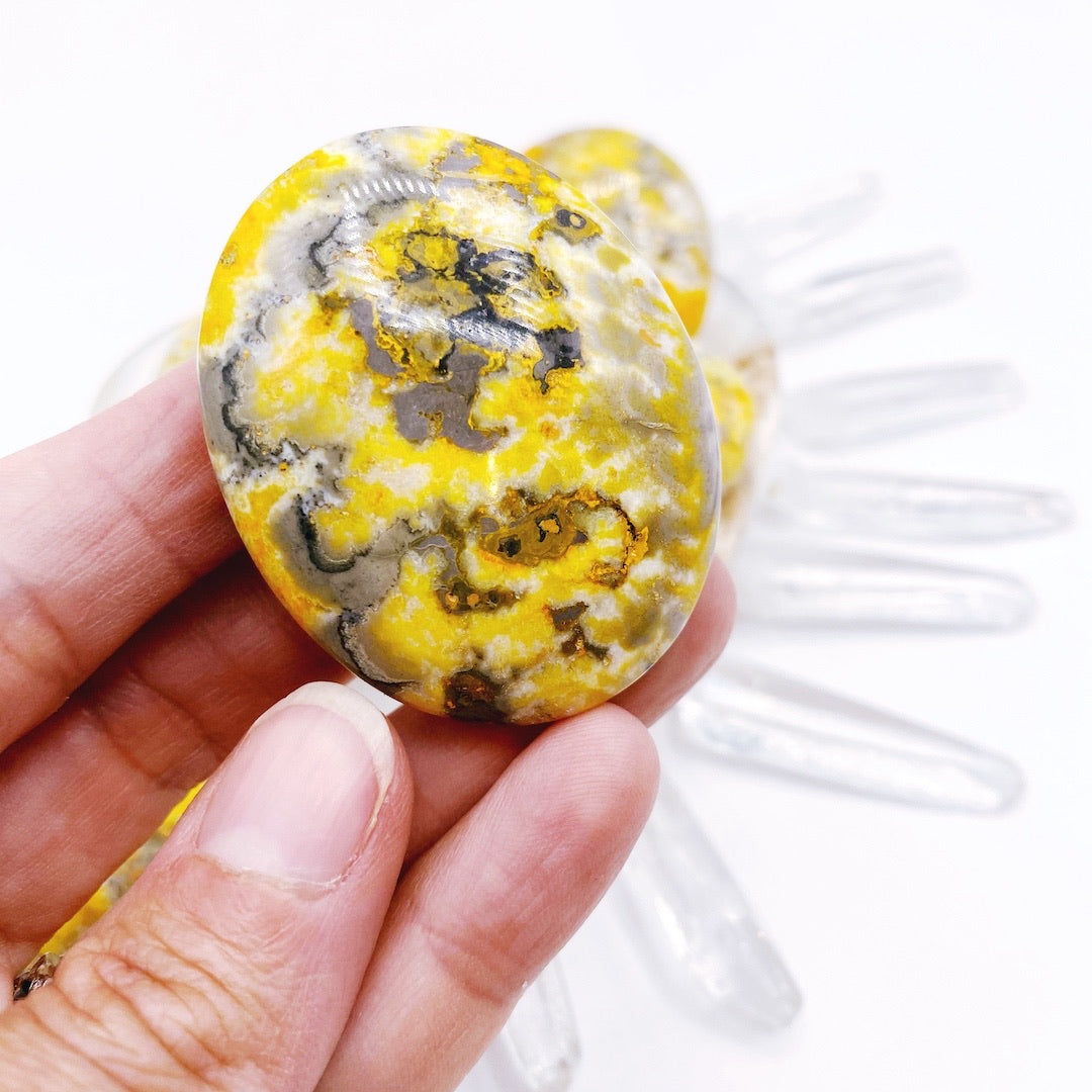 Bumblebee Jasper Palm Stone - Baltic Mermaid