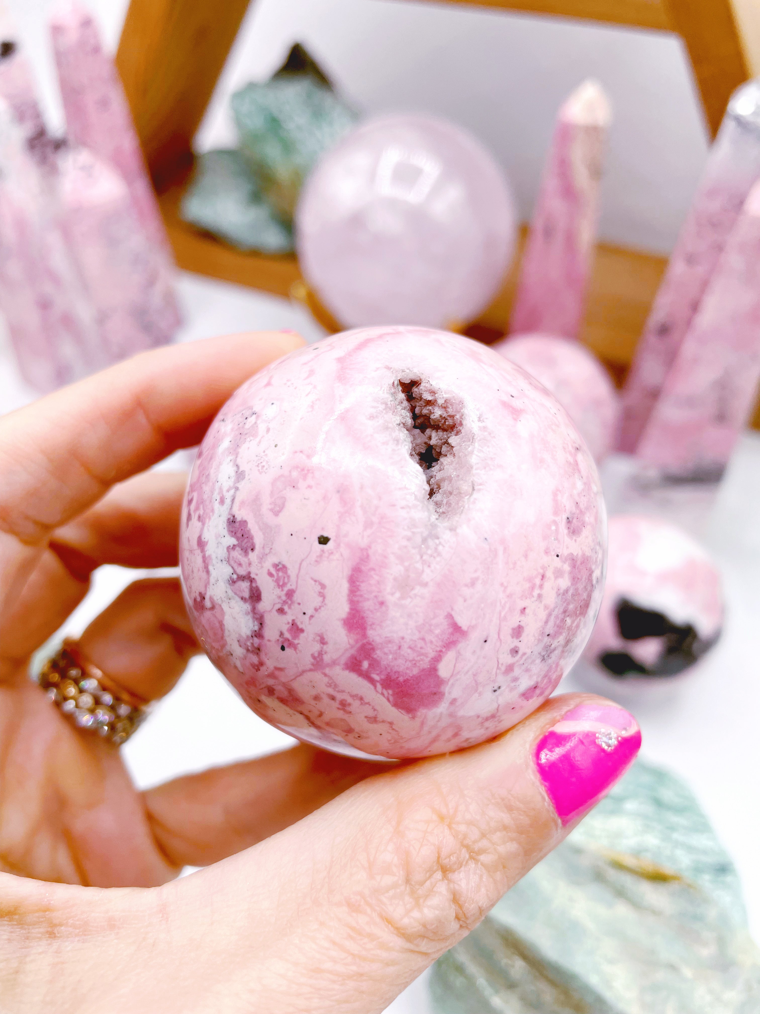 Druzy Rhodonite Sphere - Baltic Mermaid
