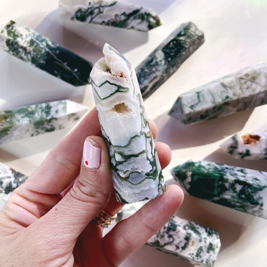Moss Agate Lil Tower - Baltic Mermaid