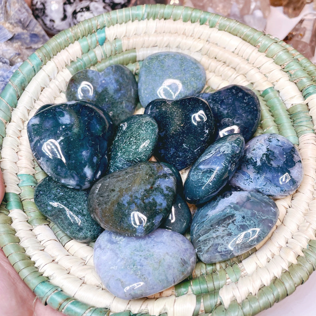 Moss Agate Hearts - Baltic Mermaid