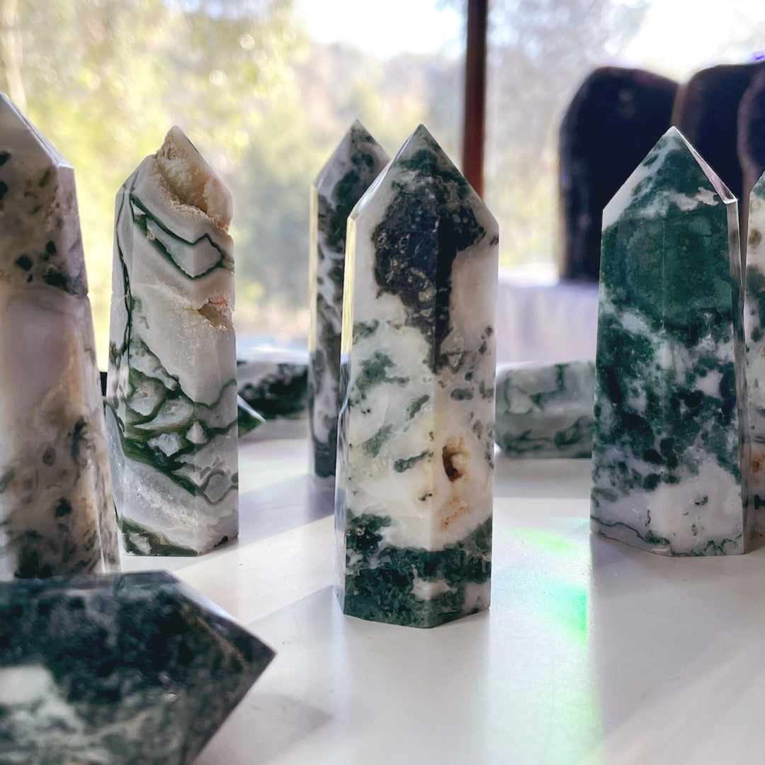 Moss Agate Lil Tower - Baltic Mermaid