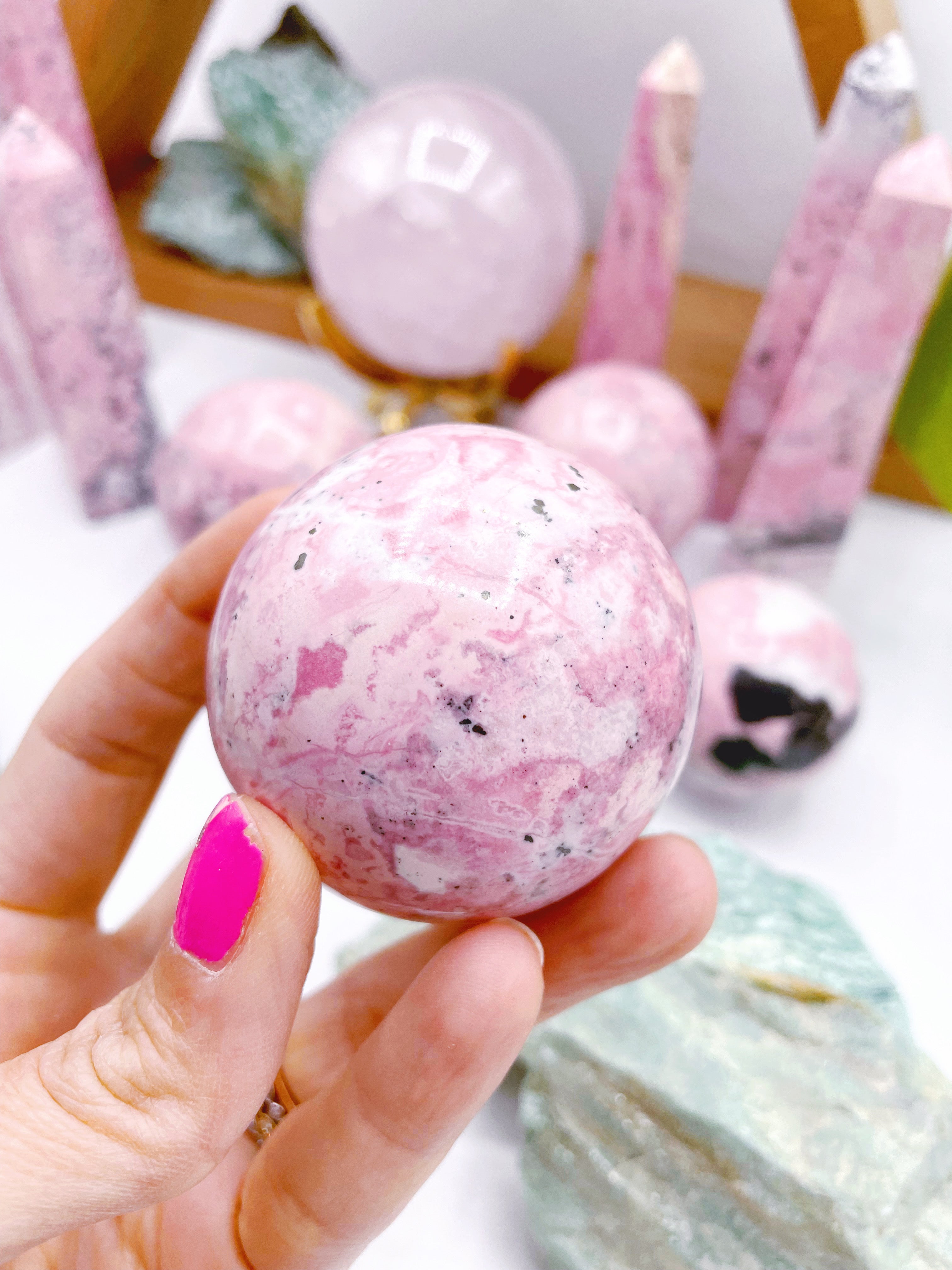 Druzy Rhodonite Sphere - Baltic Mermaid