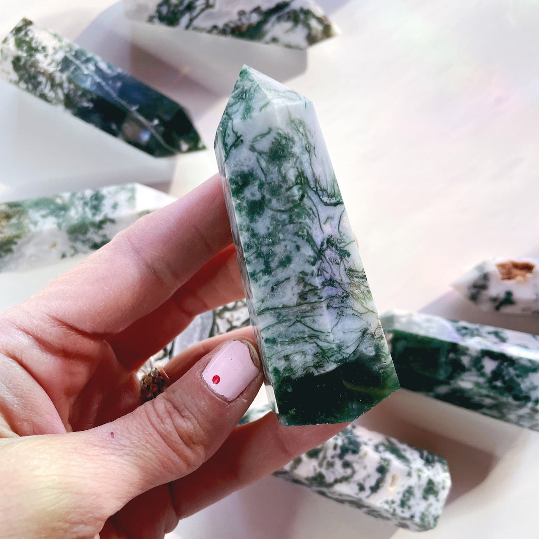 Moss Agate Lil Tower - Baltic Mermaid