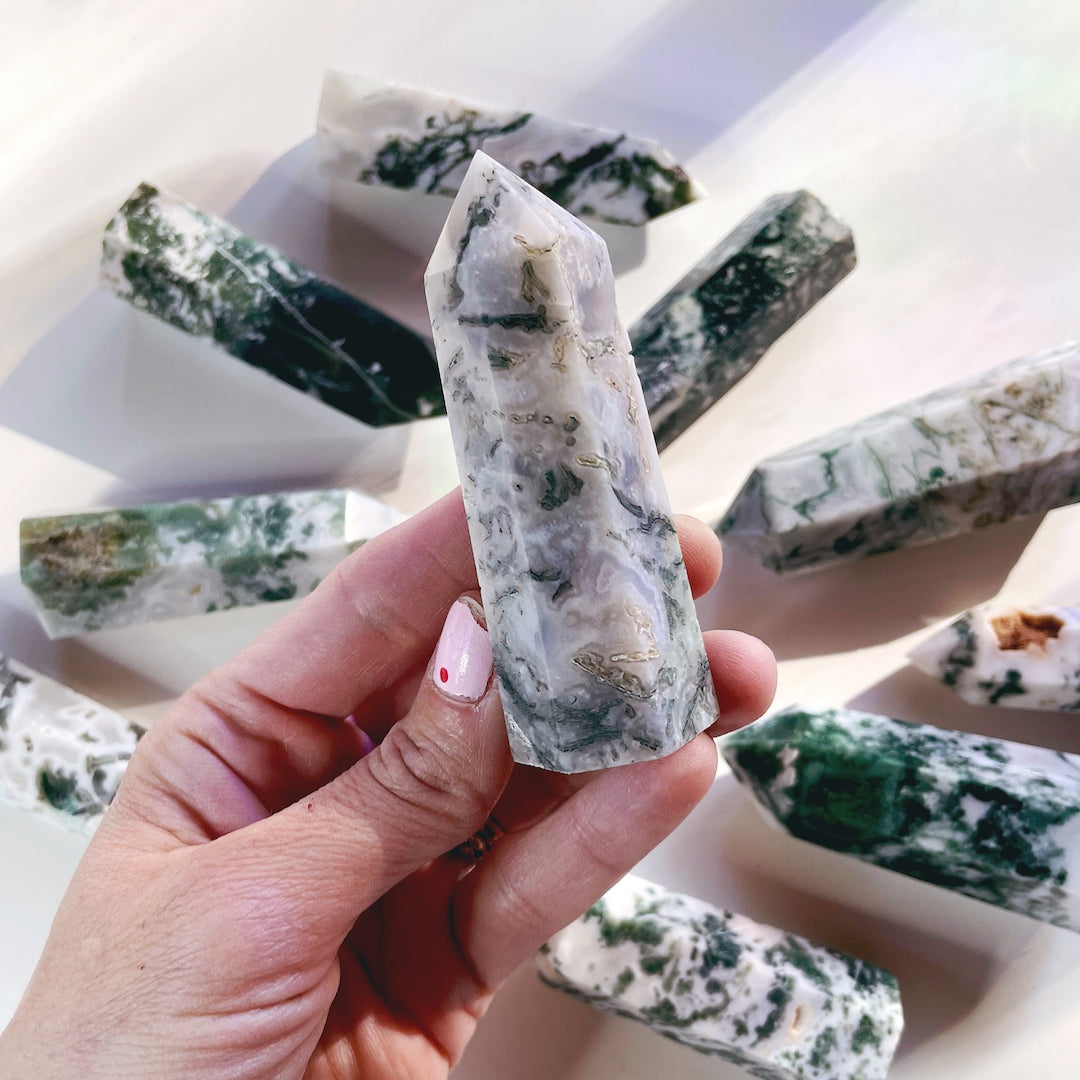 Moss Agate Lil Tower - Baltic Mermaid