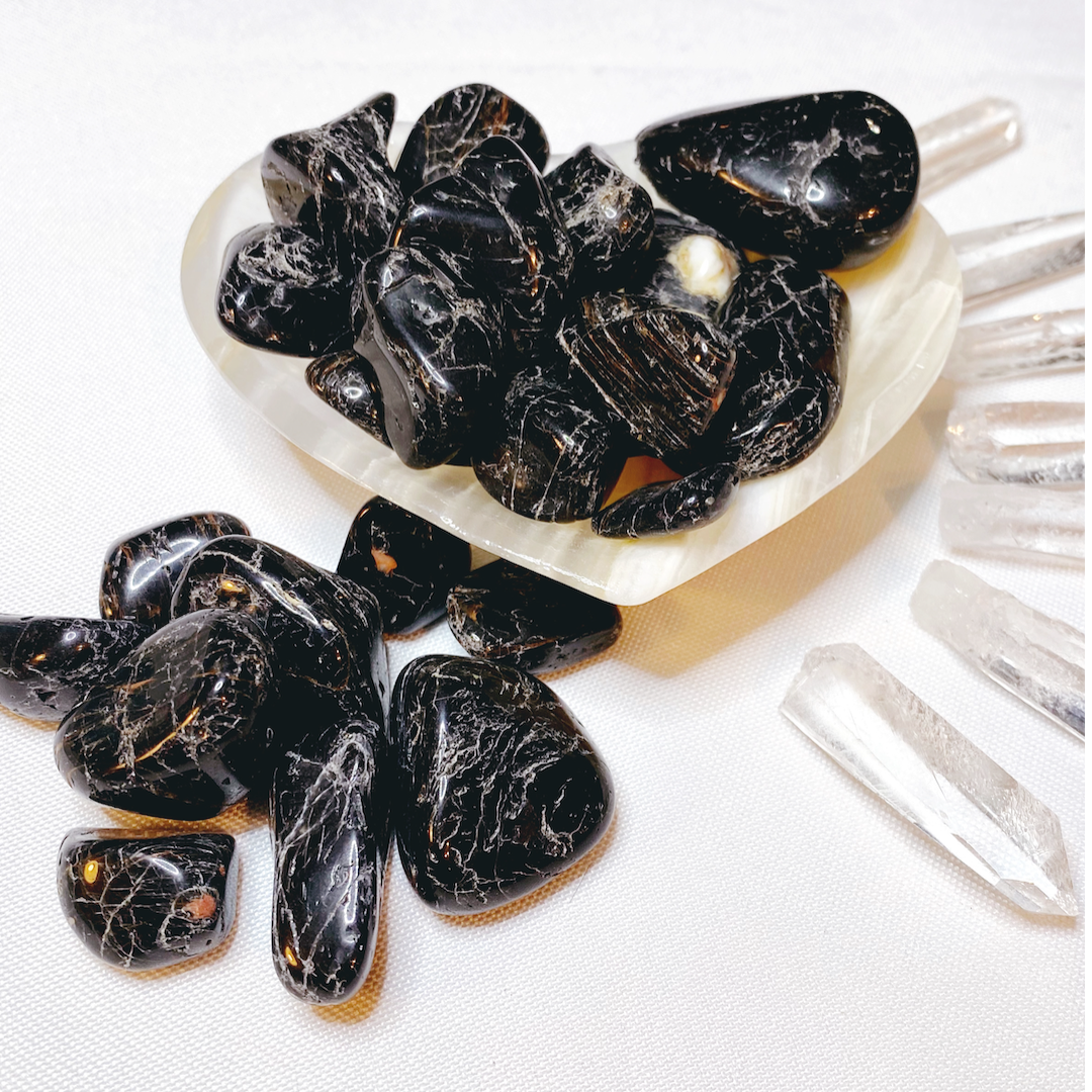 Black Tourmaline Tumbled Stones - Baltic Mermaid