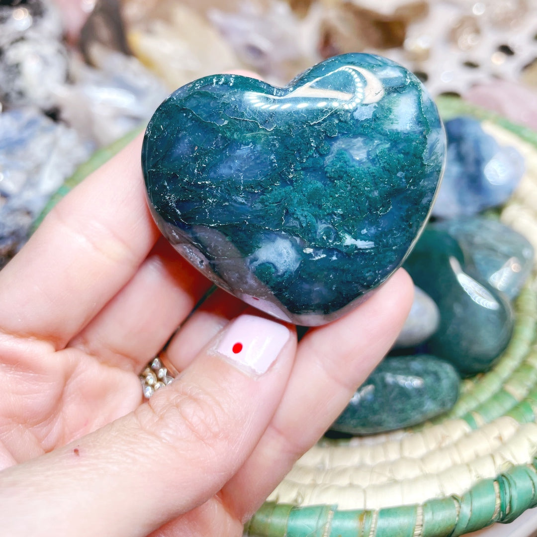 Moss Agate Hearts - Baltic Mermaid