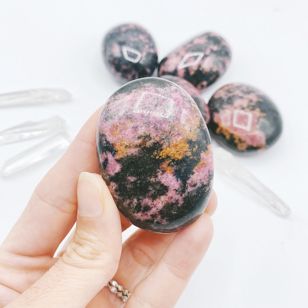 Rhodonite Palm Stones - Baltic Mermaid