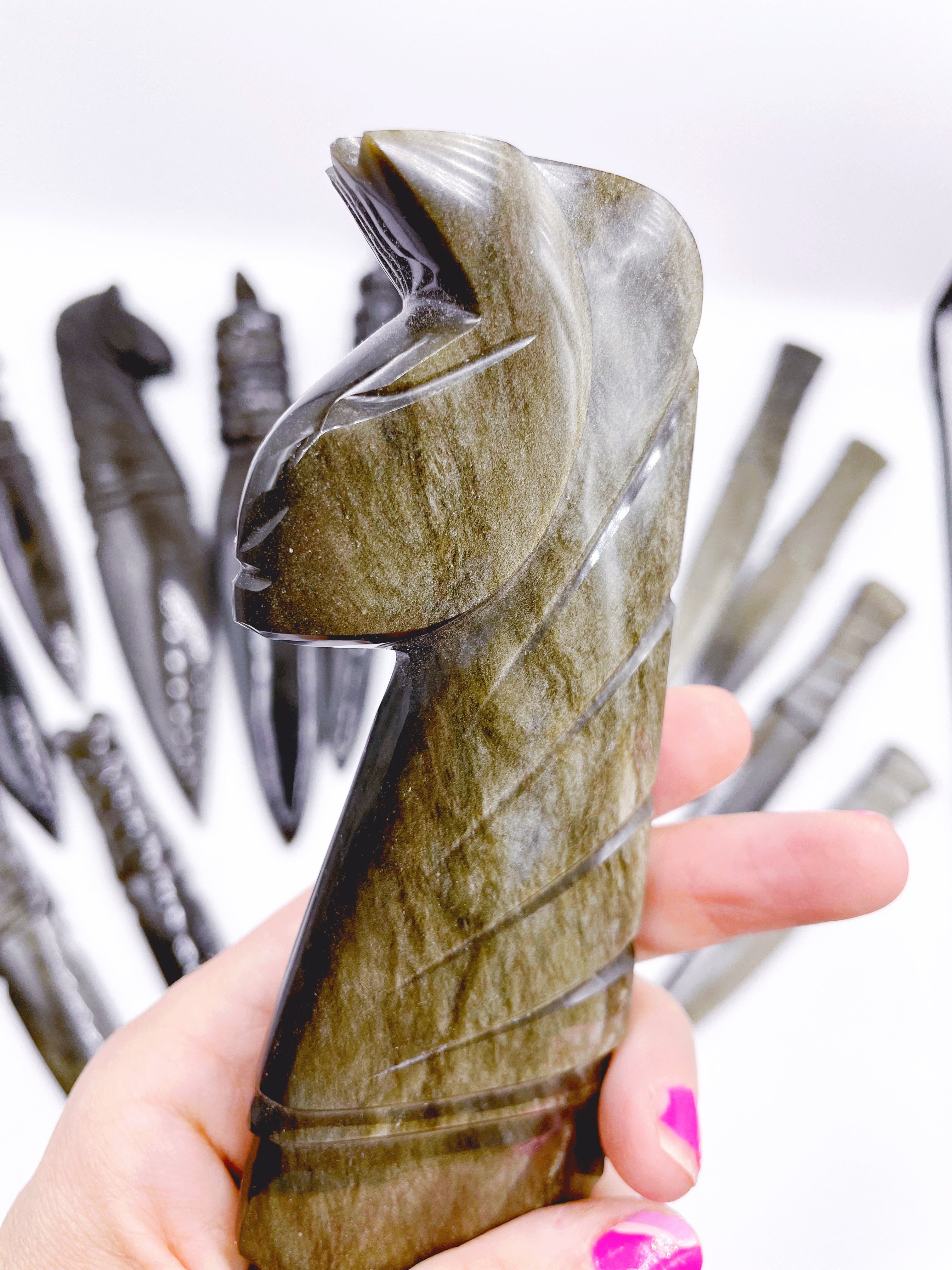 Gold Sheen Obsidian Sphinx Dagger - Baltic Mermaid