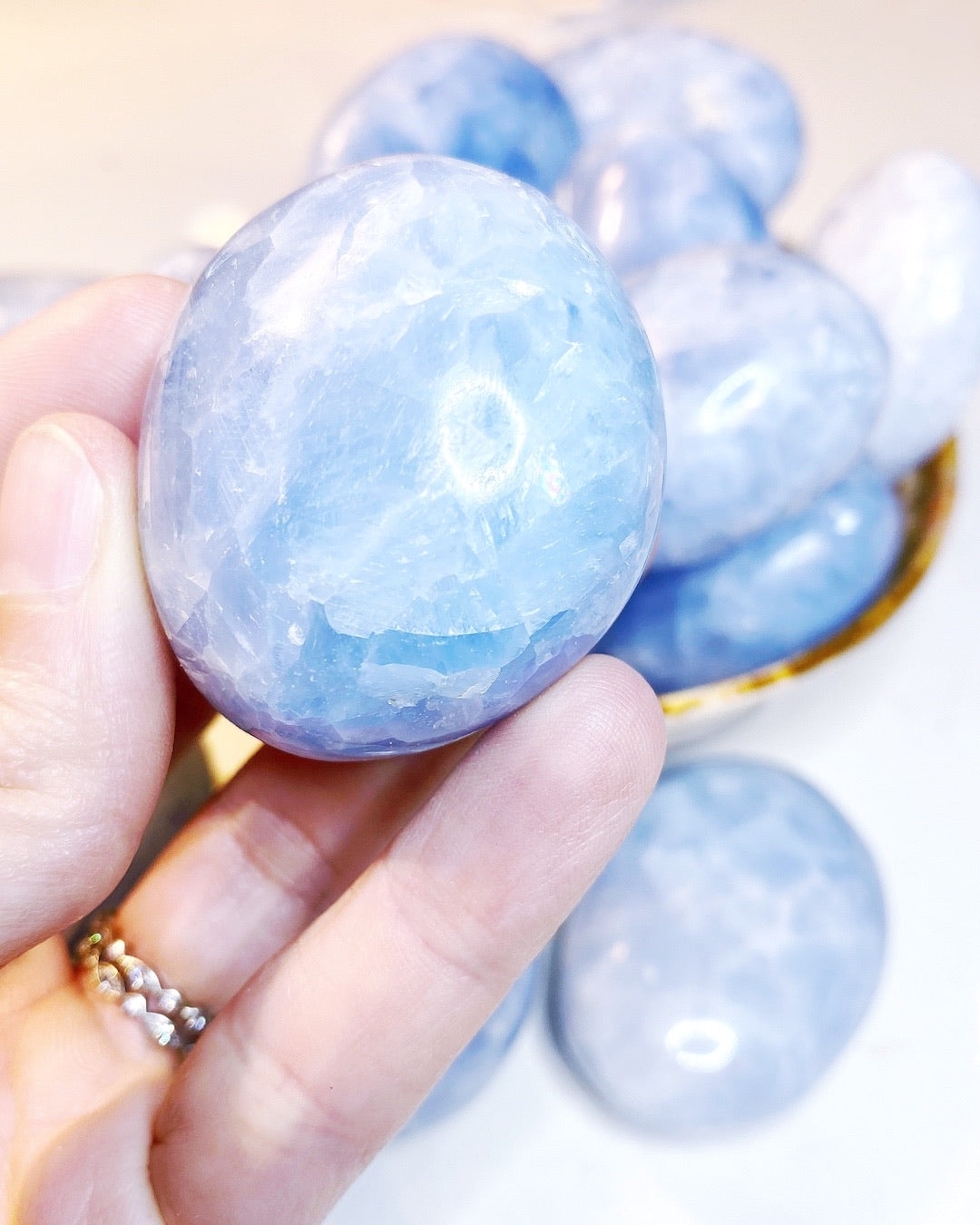 Blue Calcite Palm Stones - Baltic Mermaid