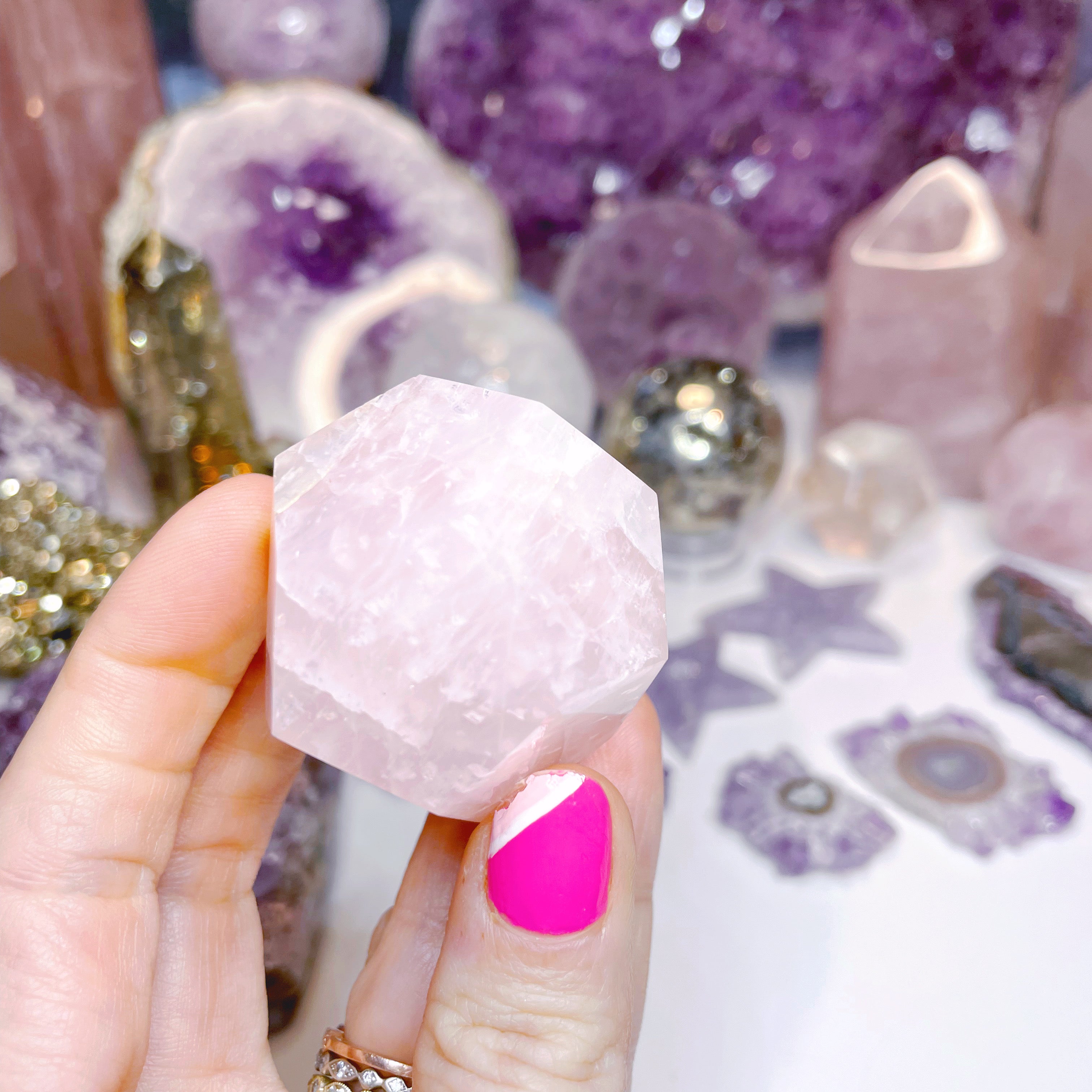 Rose Quartz Dodecahedron w/ iron inclusion - Baltic Mermaid