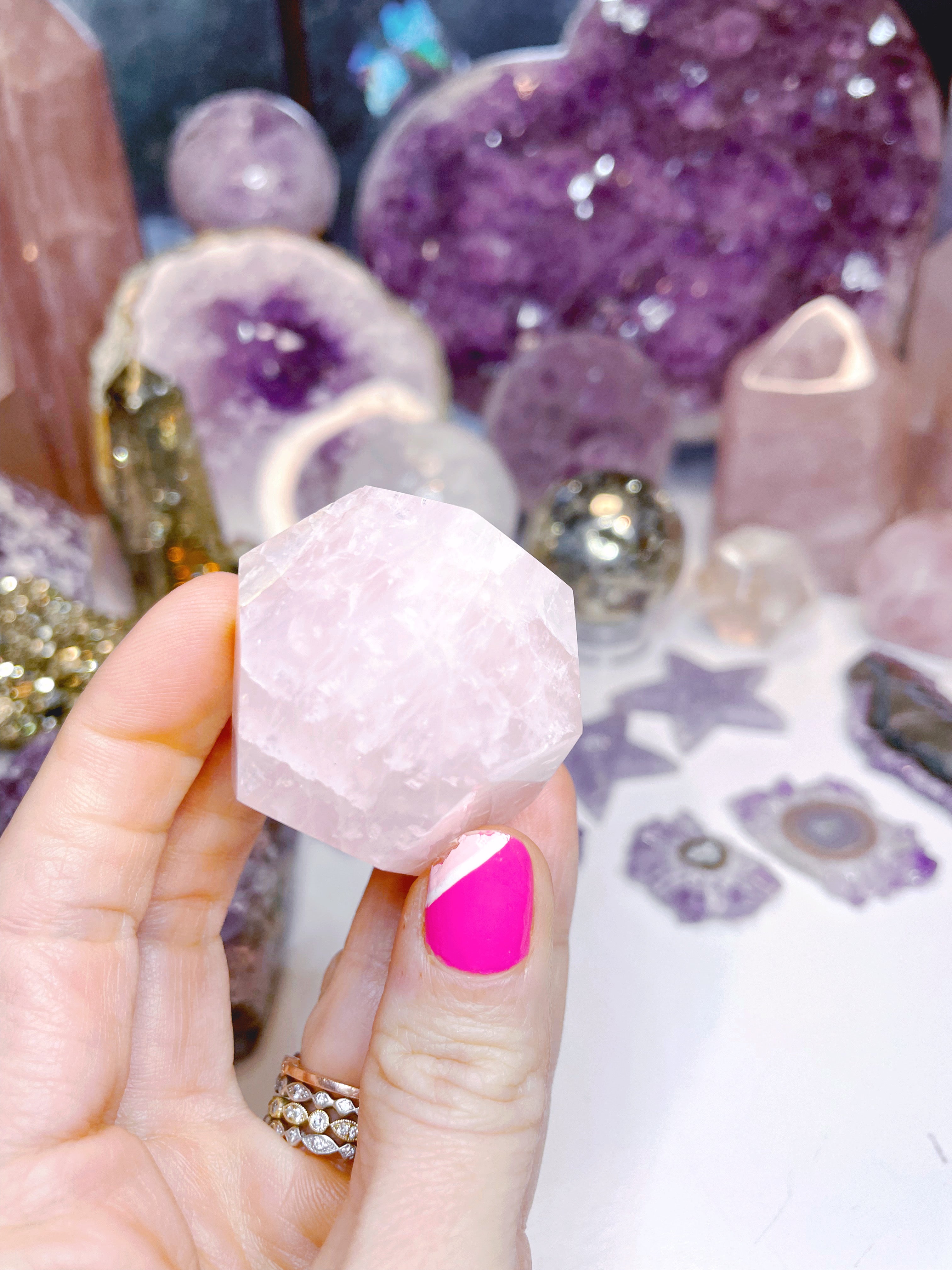 Rose Quartz Dodecahedron w/ iron inclusion - Baltic Mermaid