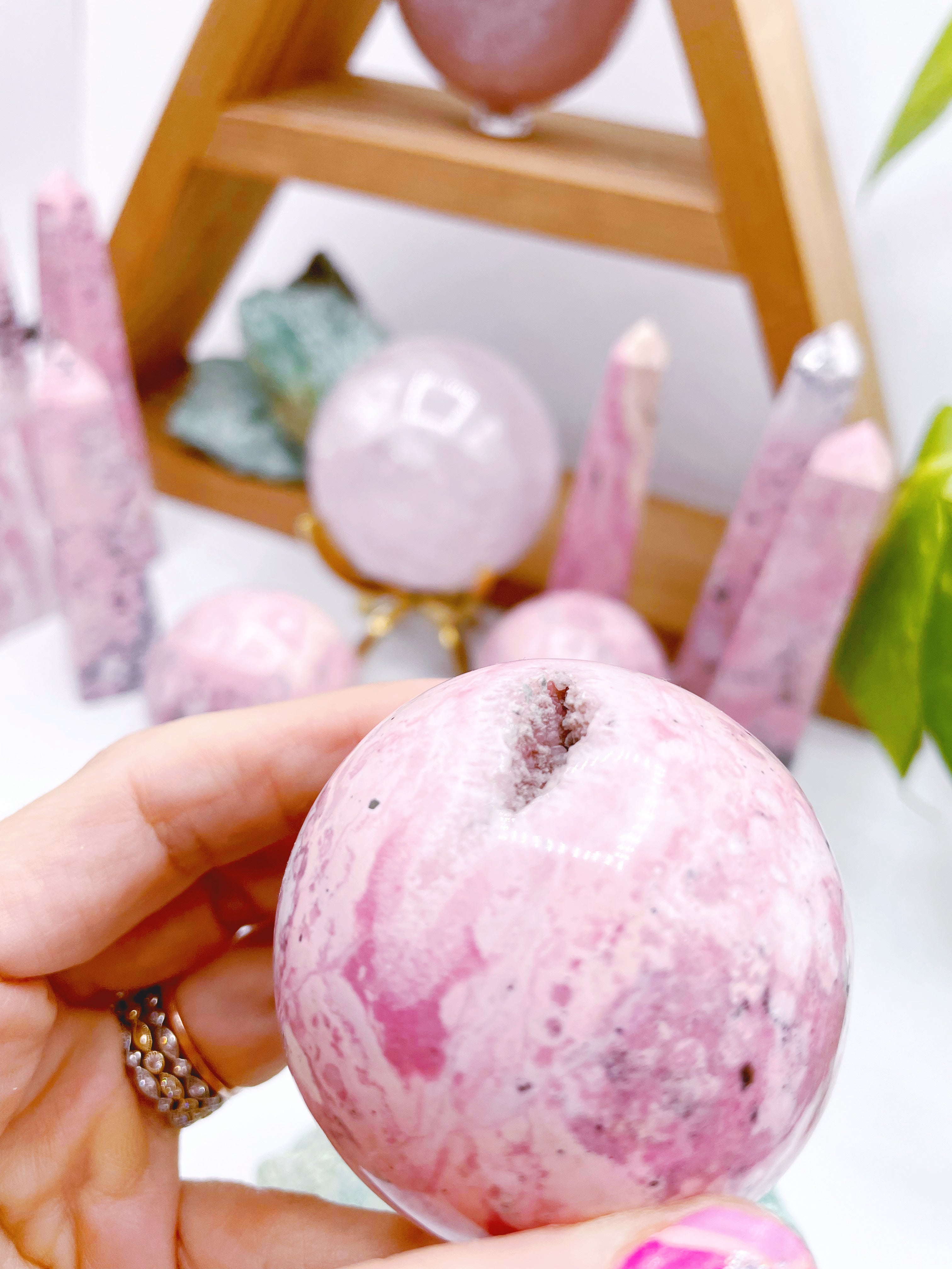 Druzy Rhodonite Sphere - Baltic Mermaid