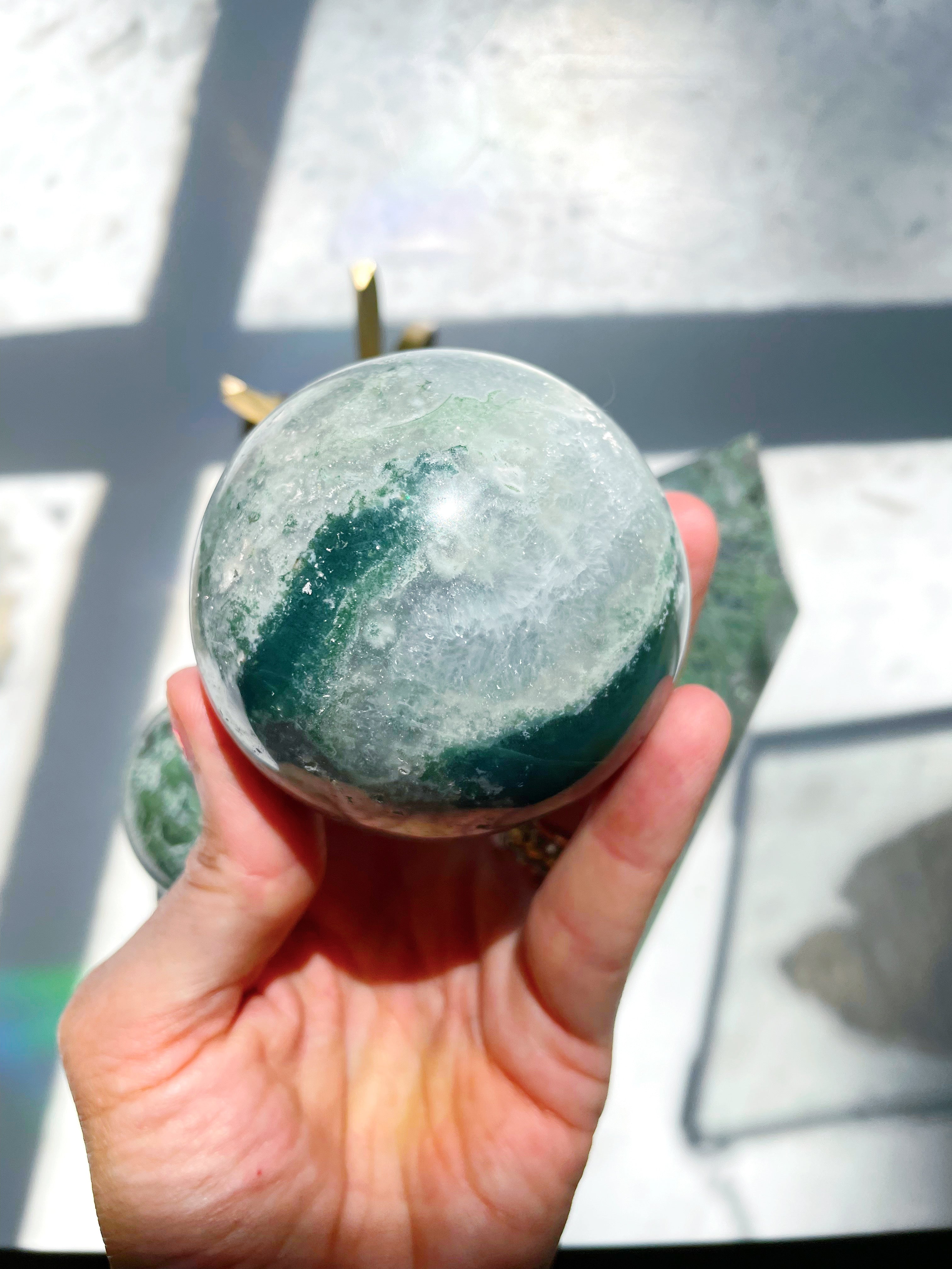 Moss Agate Sphere - Baltic Mermaid