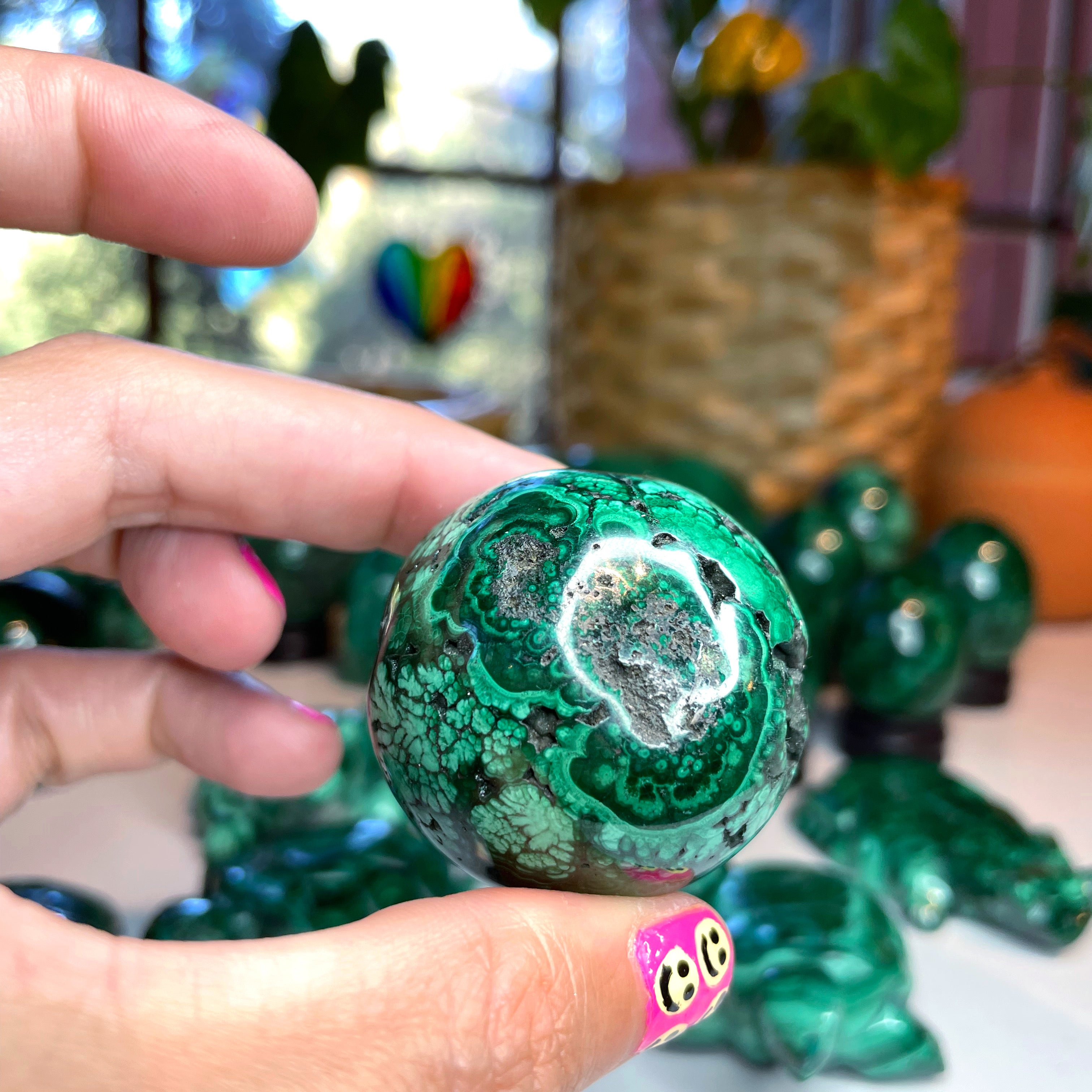 Malachite Carved Sphere - Baltic Mermaid