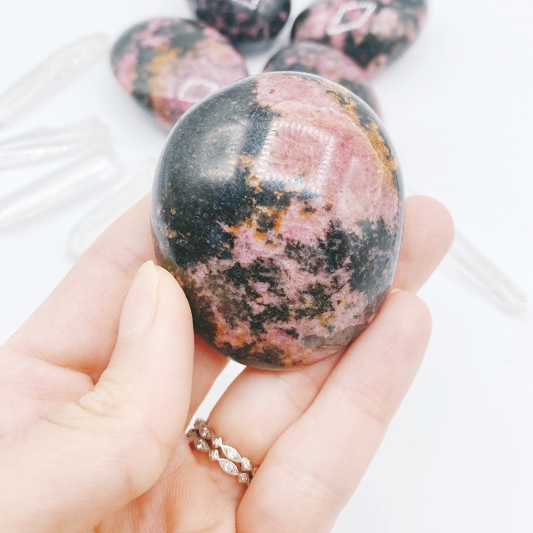 Rhodonite Palm Stones - Baltic Mermaid