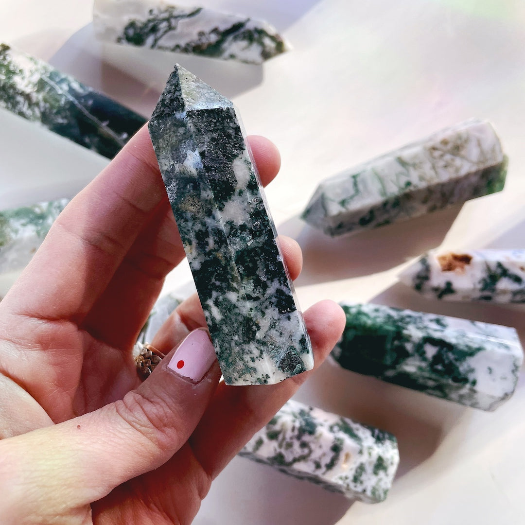 Moss Agate Lil Tower - Baltic Mermaid
