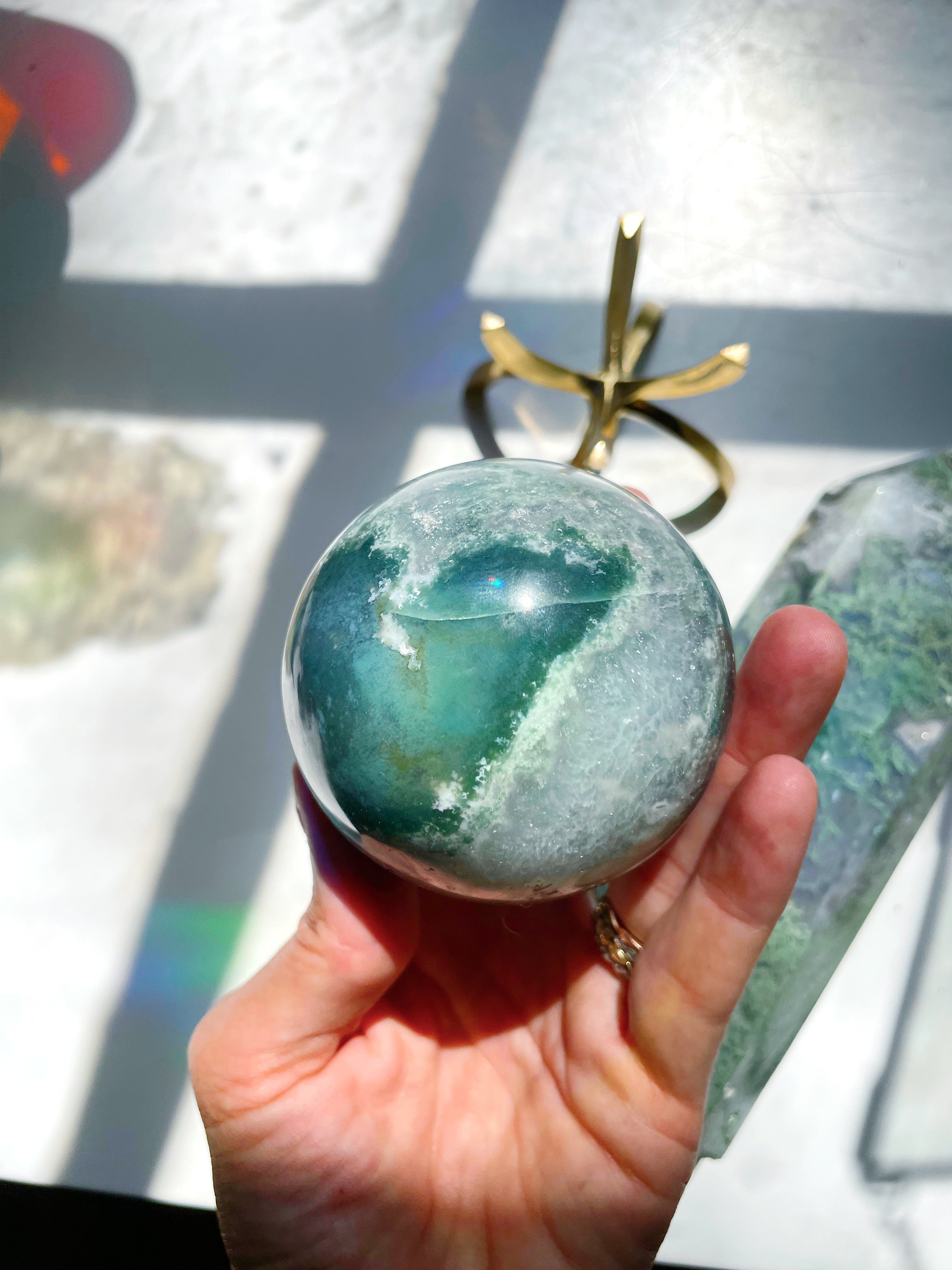 Moss Agate Sphere - Baltic Mermaid
