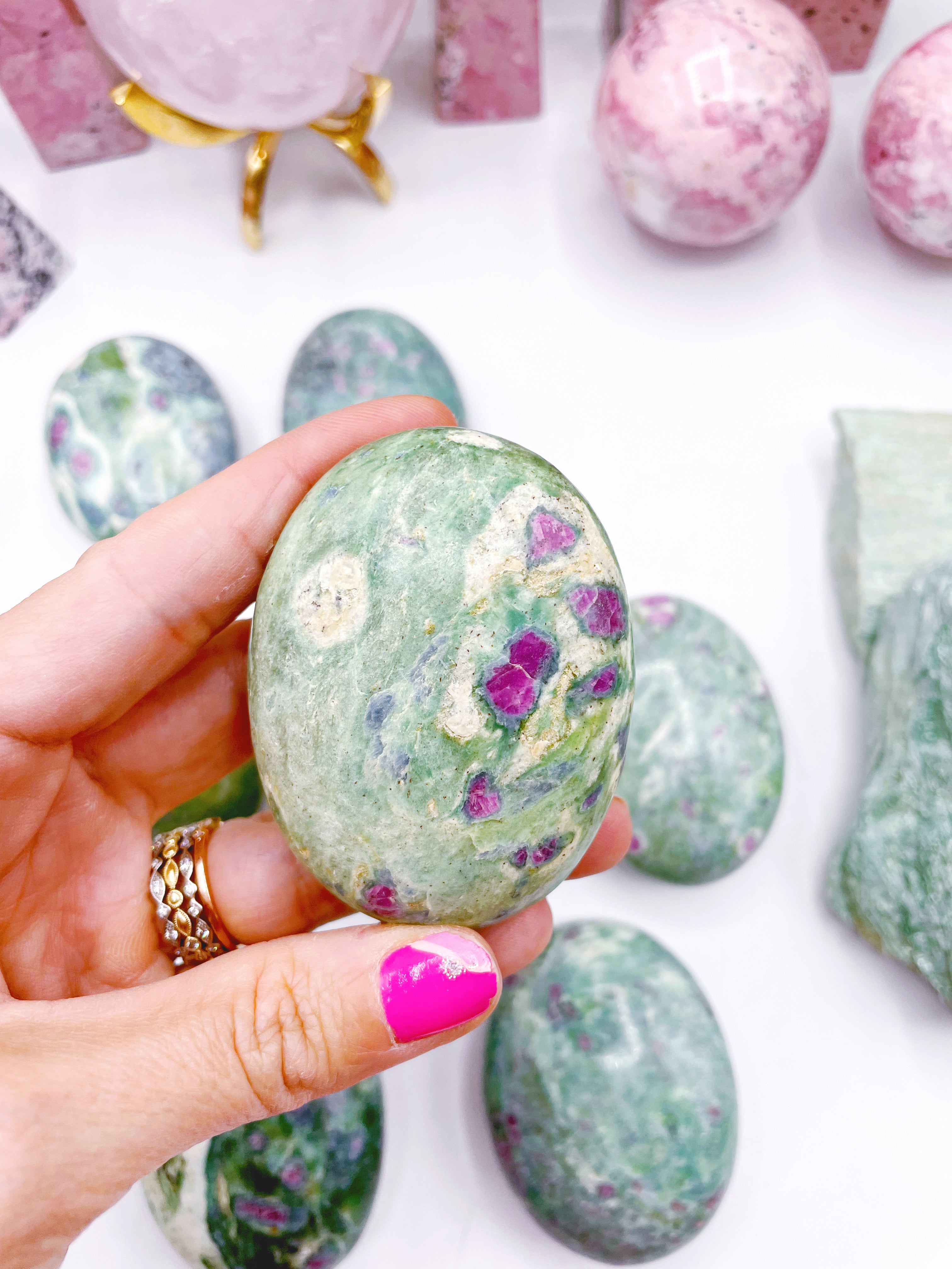 Ruby in Fuchsite Palm Stones - Baltic Mermaid