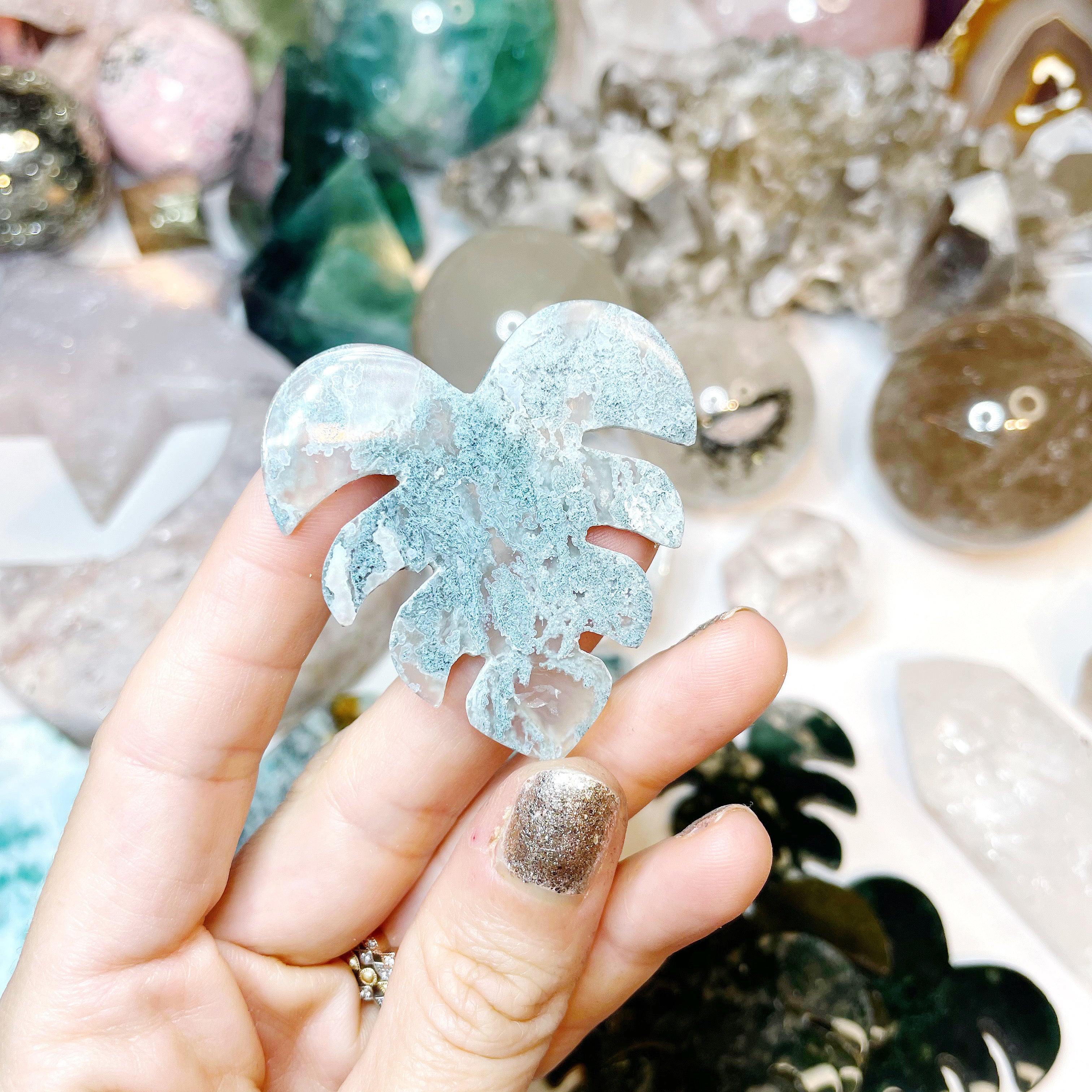 Moss Agate Monstera Leaf - Baltic Mermaid