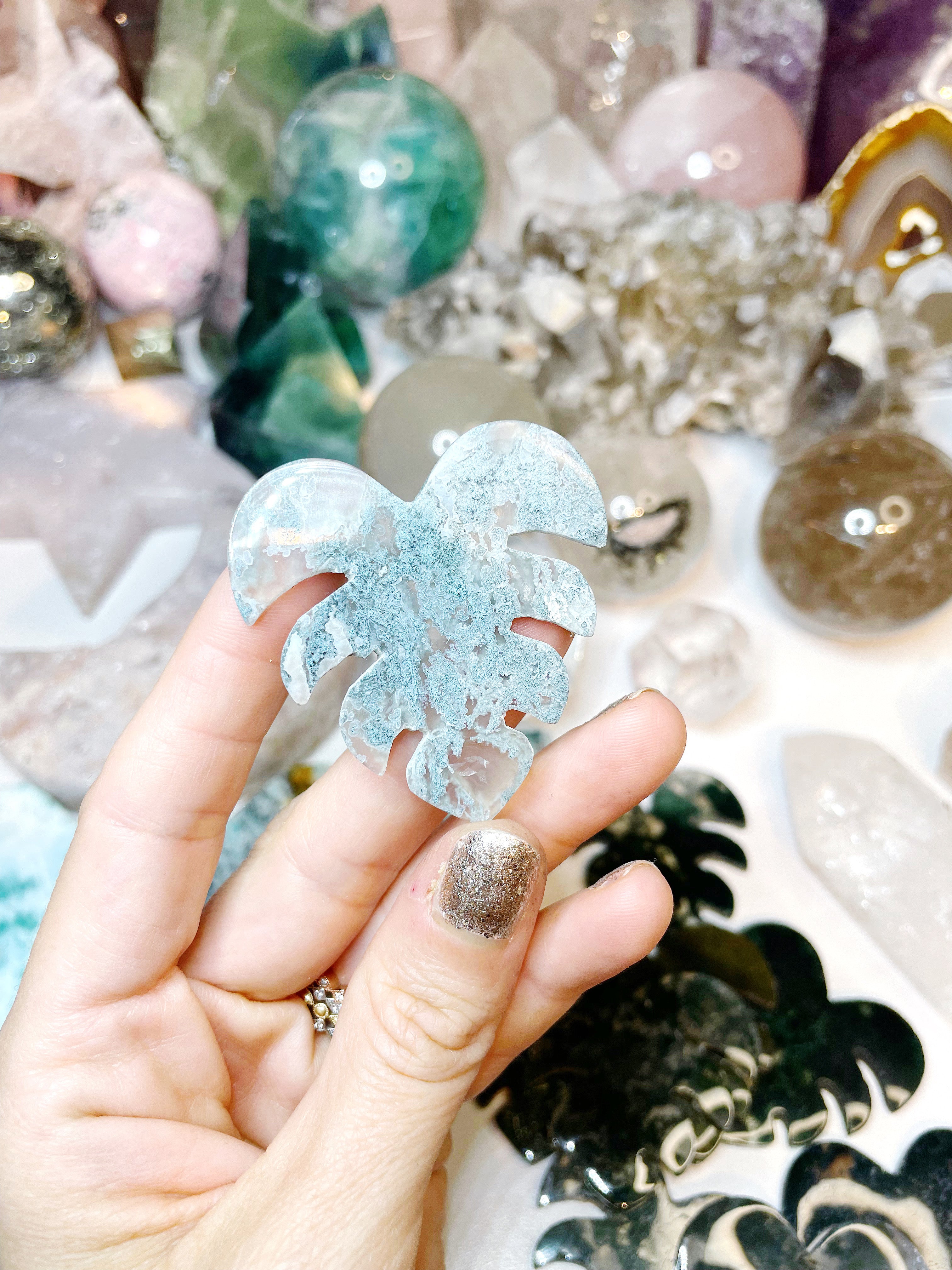 Moss Agate Monstera Leaf - Baltic Mermaid