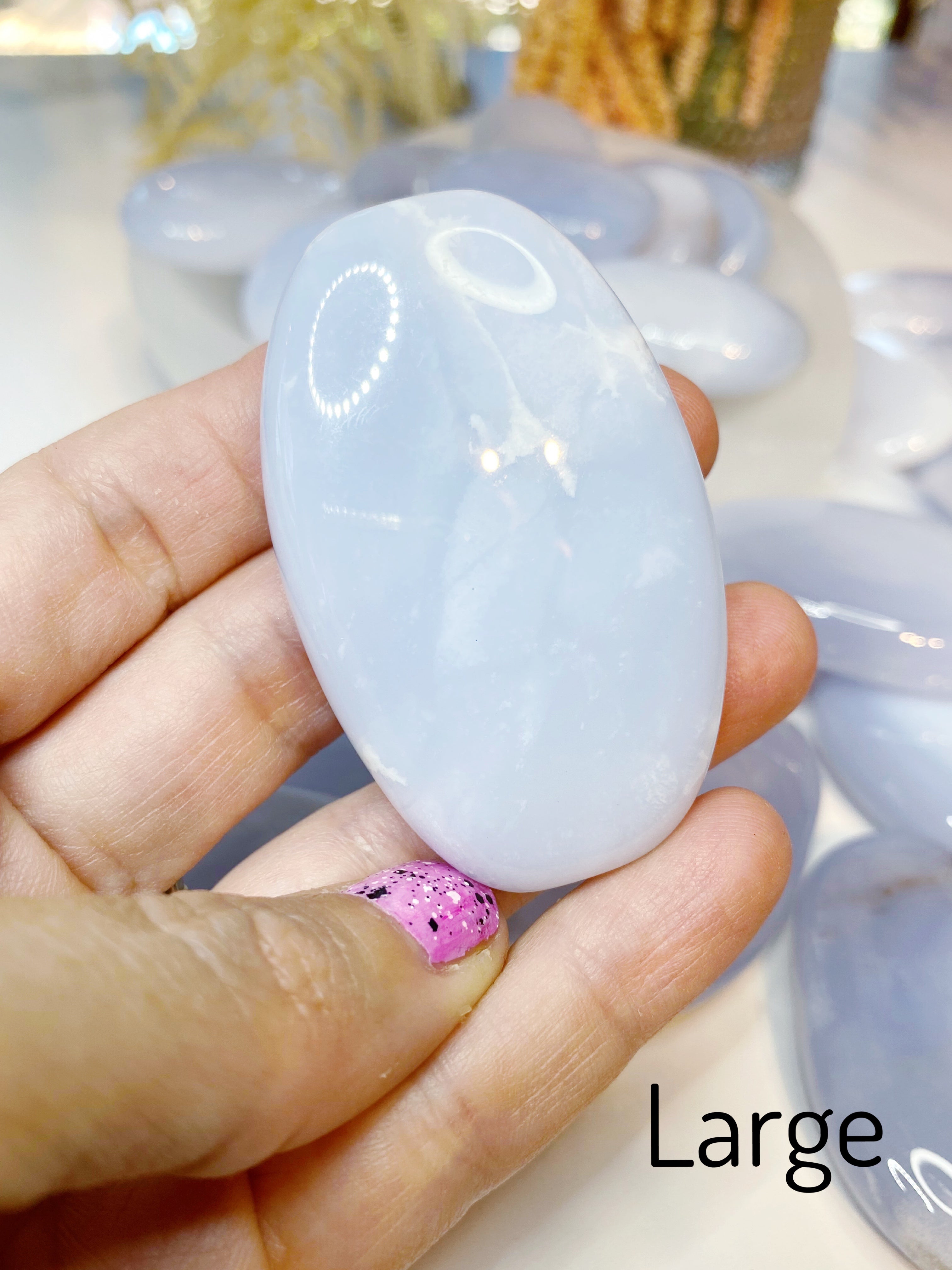 Blue Chalcedony Palm Stones - Baltic Mermaid