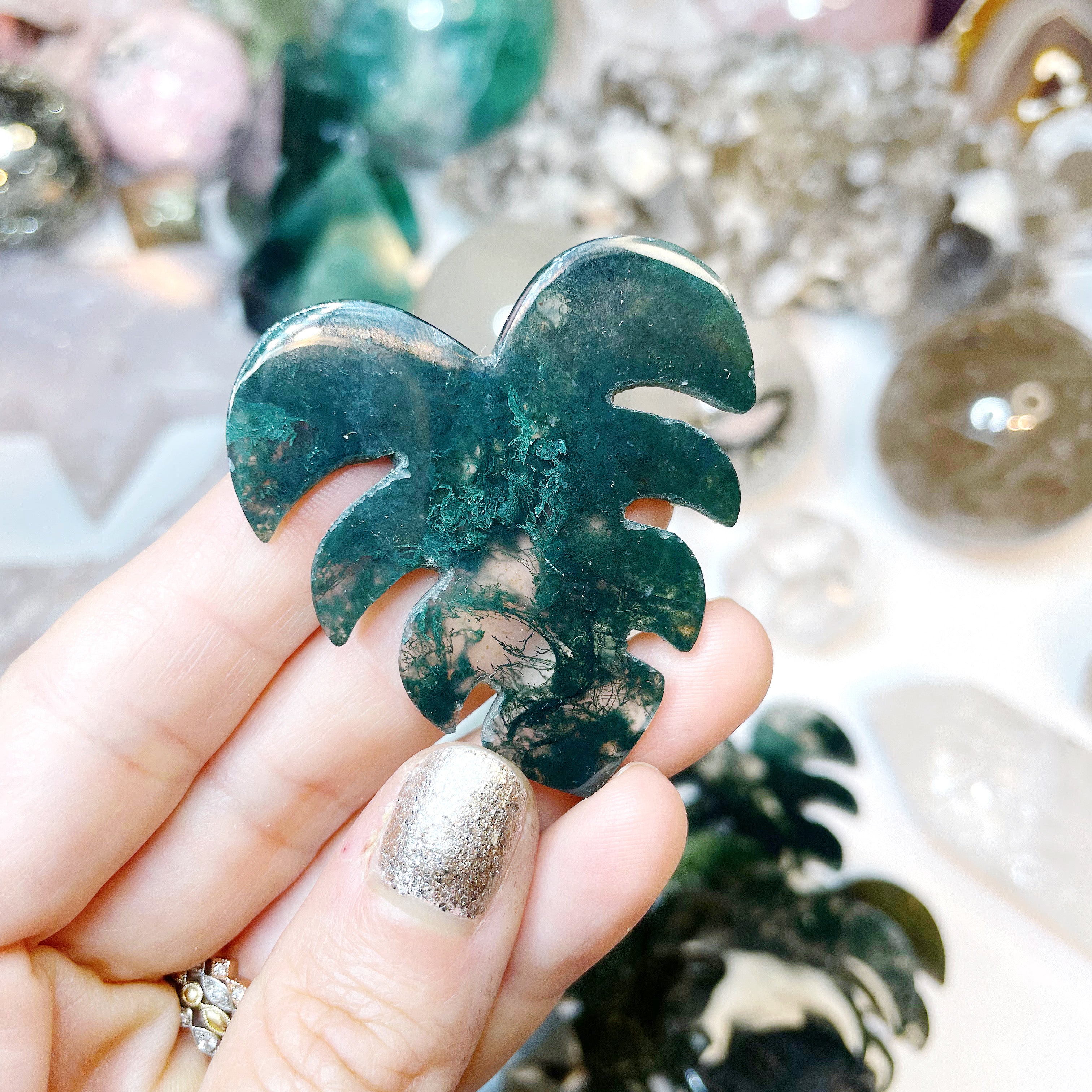 Moss Agate Monstera Leaf - Baltic Mermaid