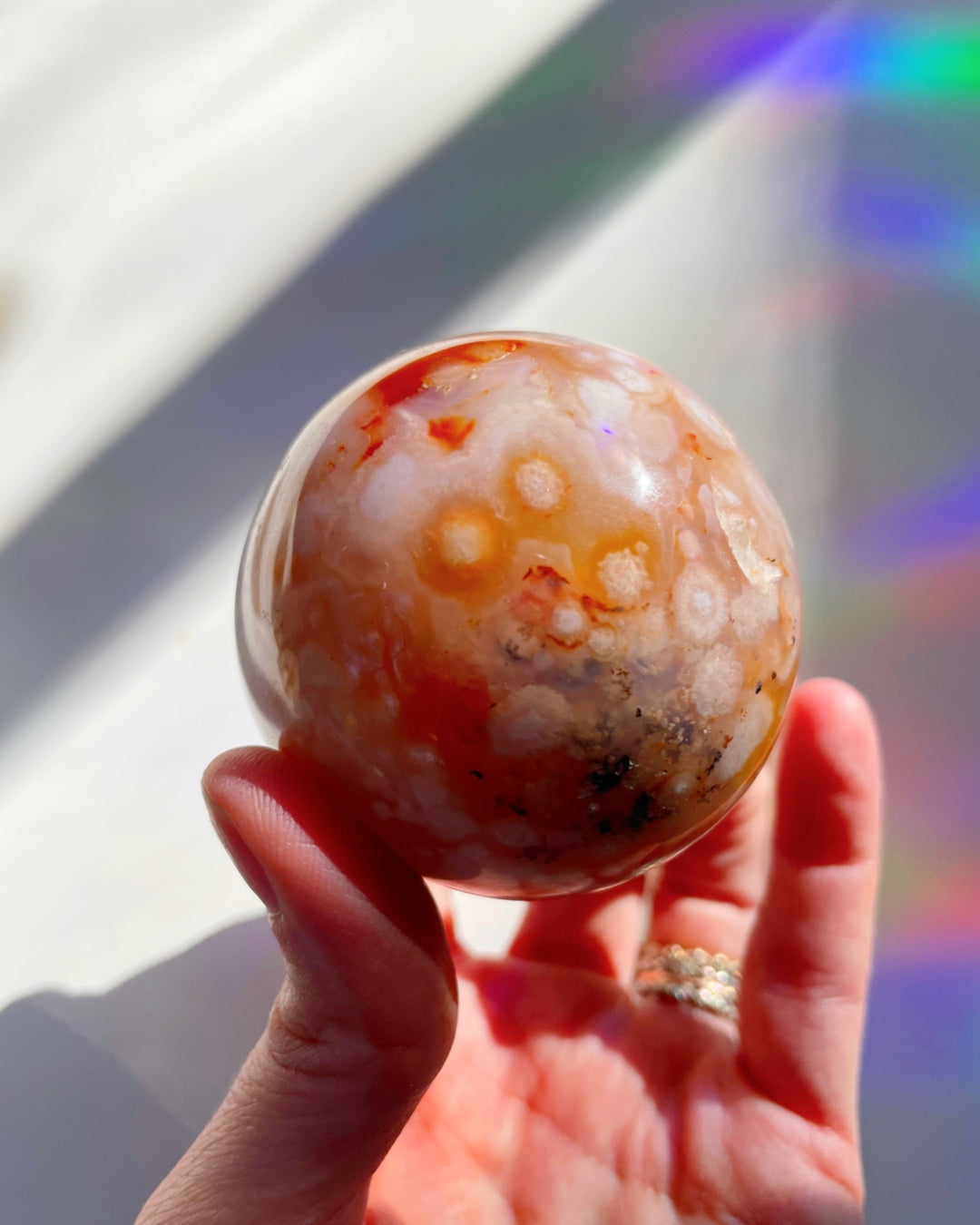 Flower Agate Sphere - Baltic Mermaid